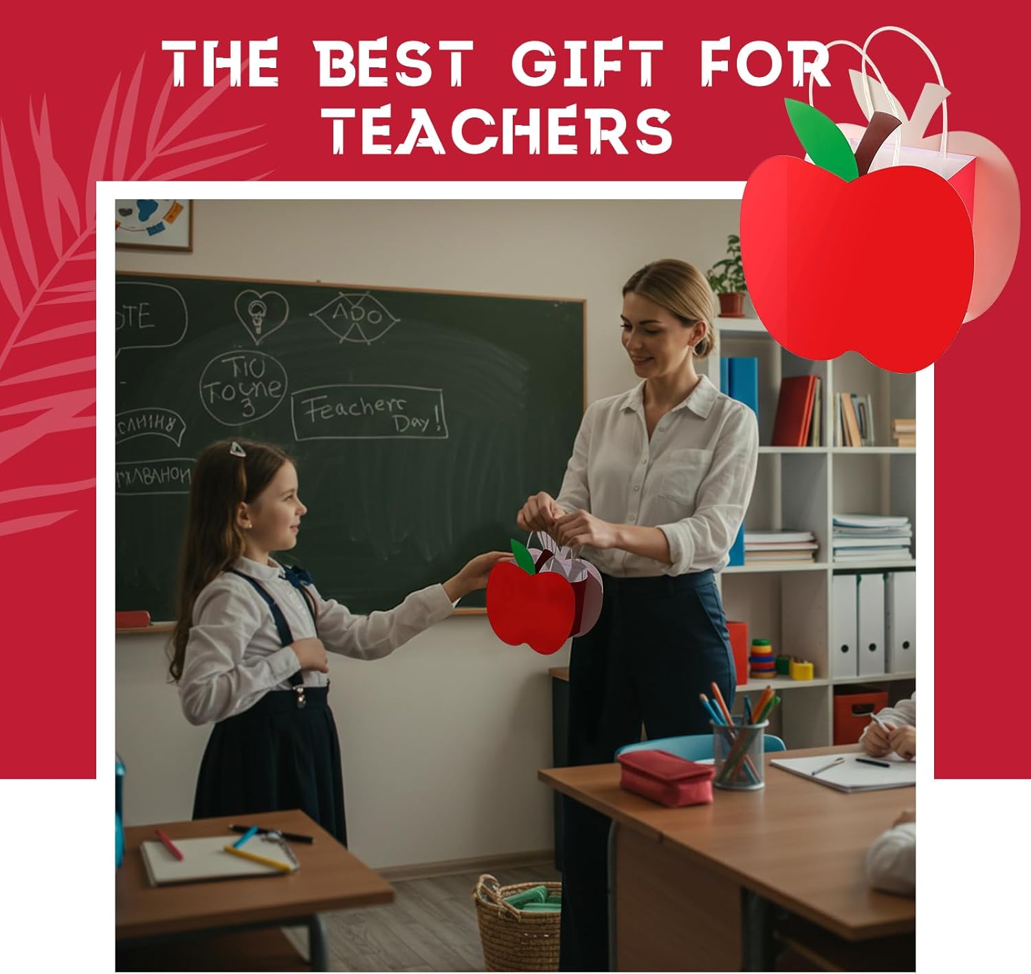 Kolldenn 24 Pack Red Apple Gift Bags with Handle