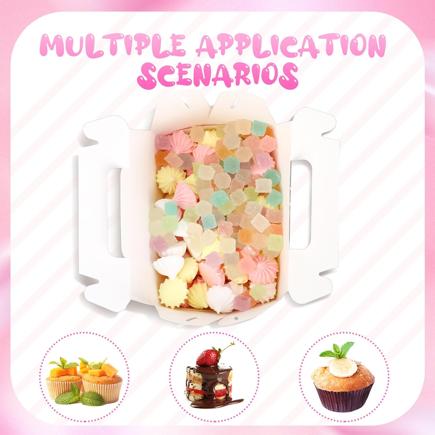 TecUnite 50 Pcs Pink Polka Dot Gift Boxes with Handles