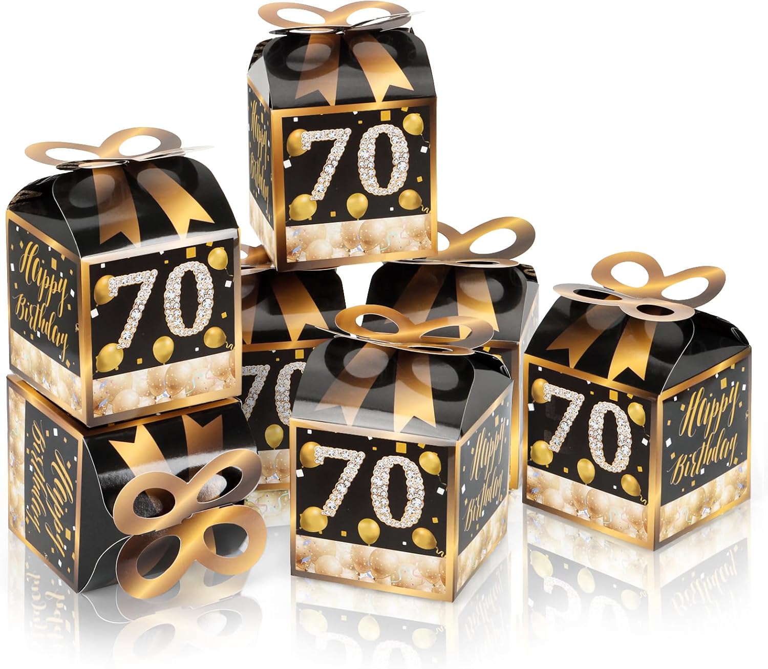 Qonmpcvu 50PCS 70th Birthday Boxes Gold Themed Gift Boxes