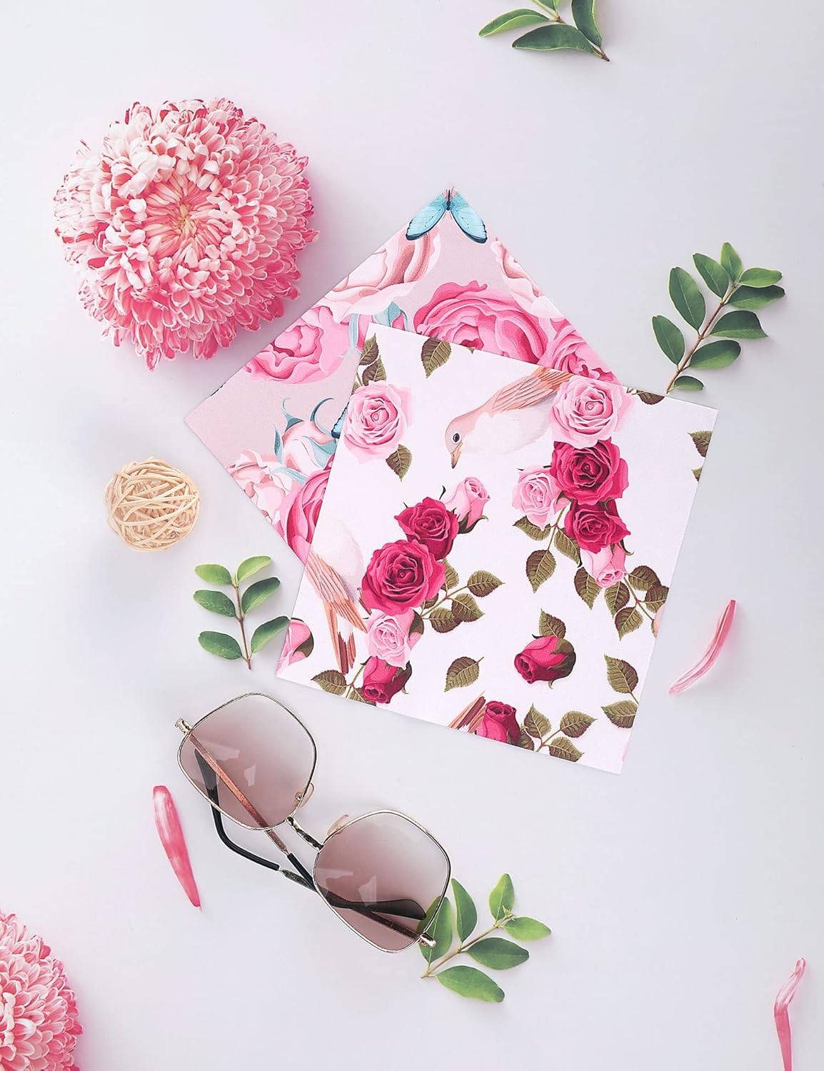 6PCS Thickened Microfiber Glasses Cleaning Cloth with Flower Design