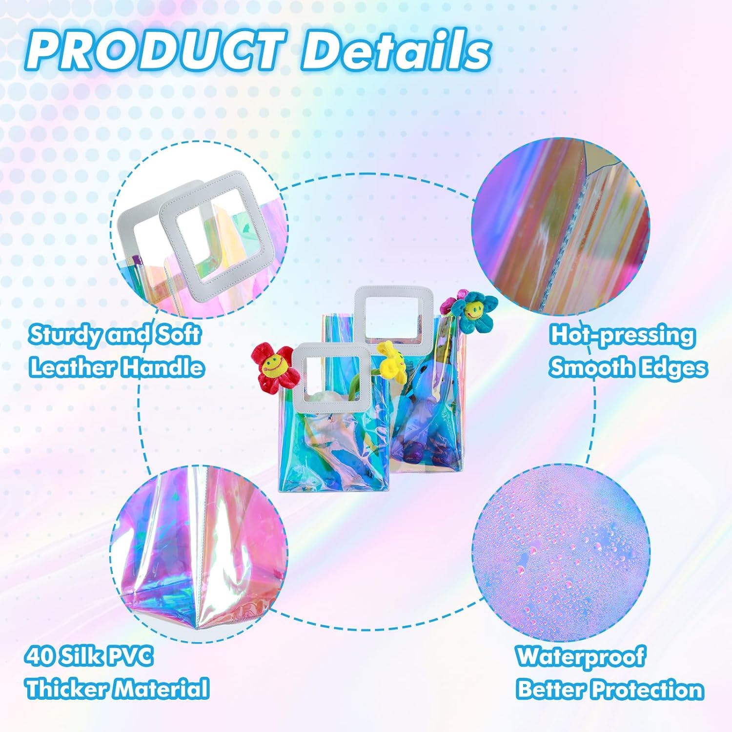 20 Pcs Reusable Holographic Gift Bags with Handle