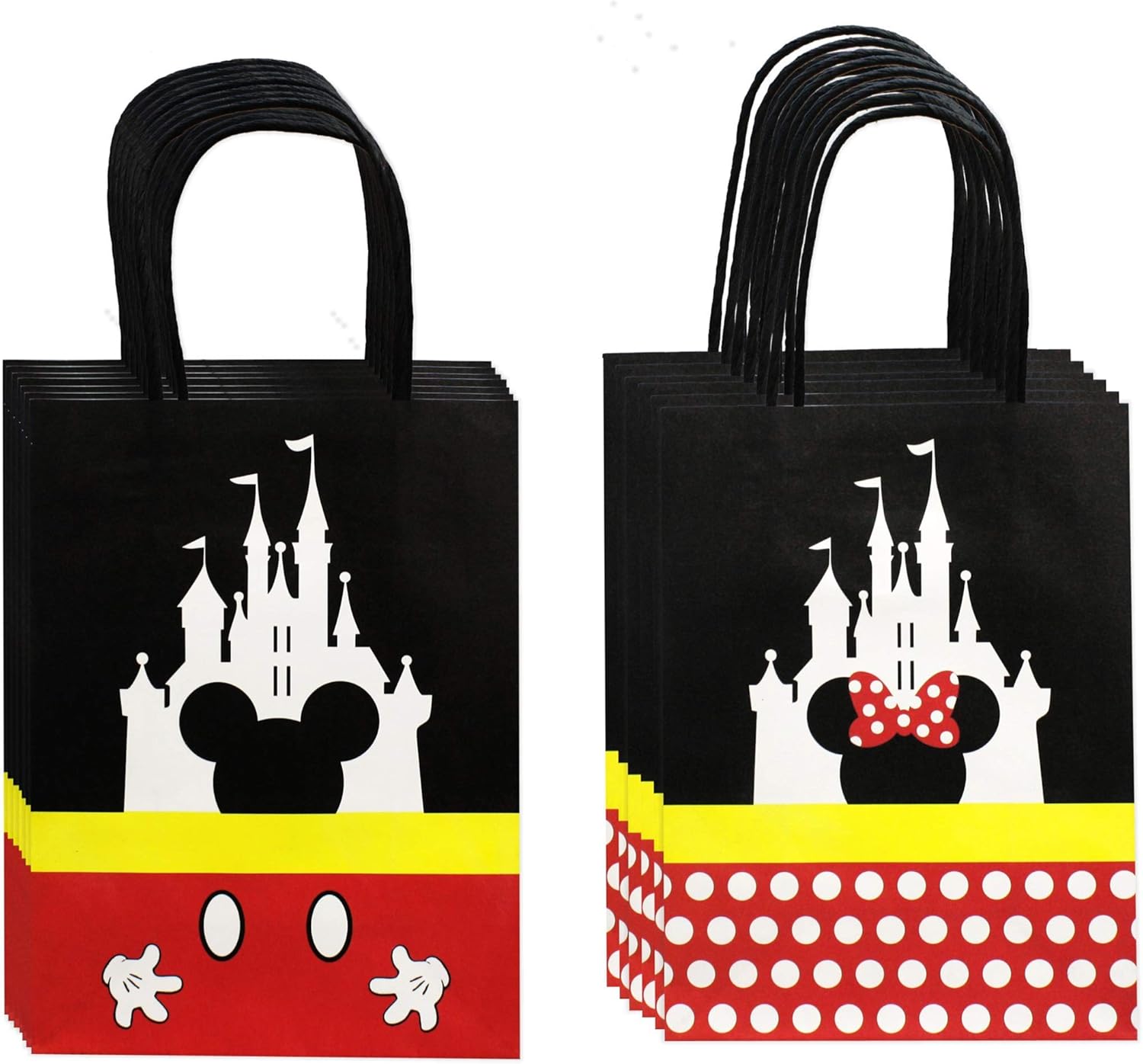 MOAXMOA Mickey Mouse Theme Treat Bags with Handles - 12PCS