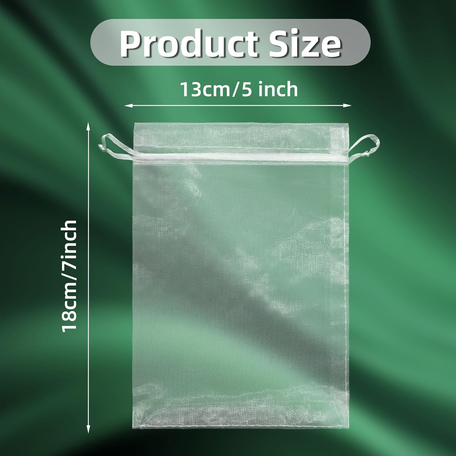 100PCS White Organza Gift Bags 5x7 Inch