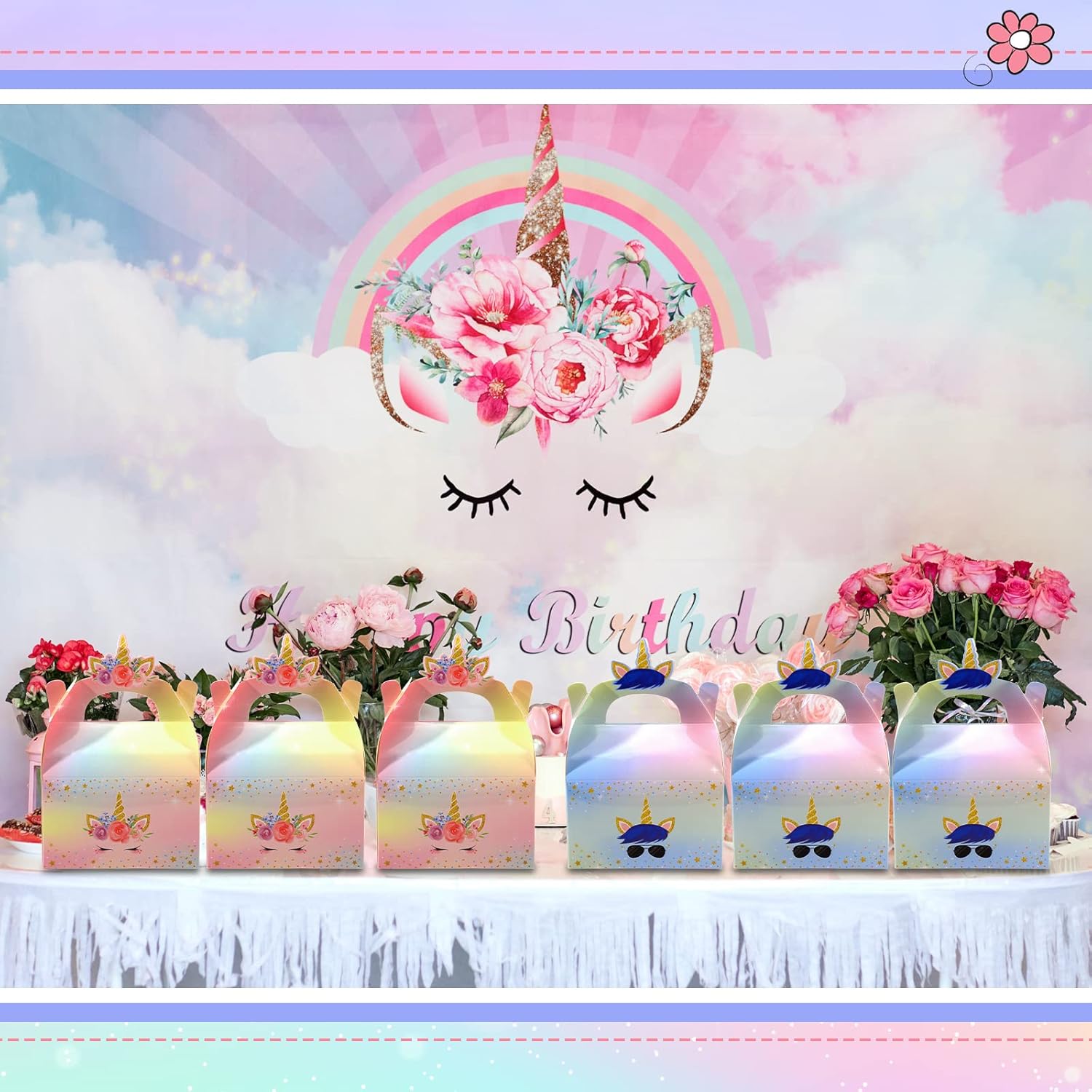 Leinuosen Unicorn Party Favor Boxes 24 Pieces
