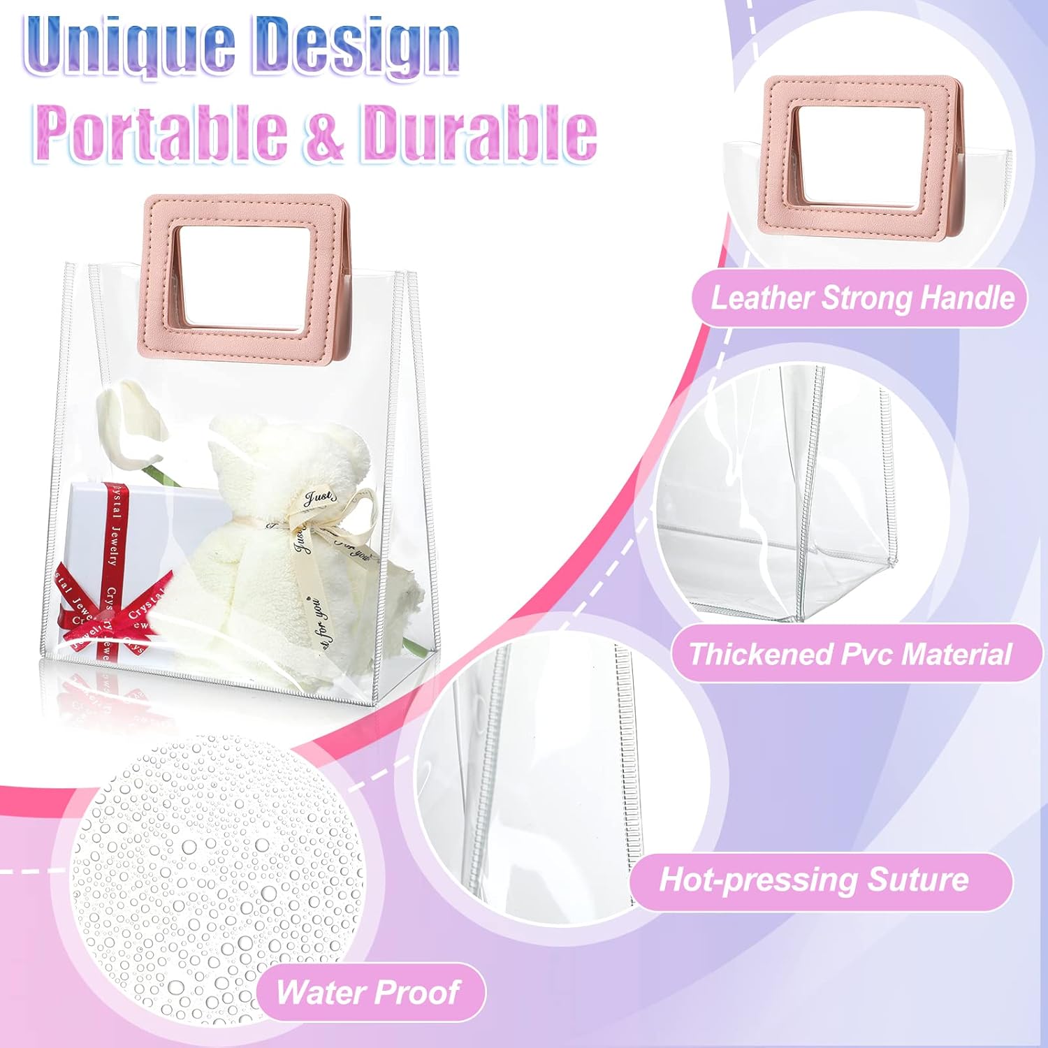 15 Pack Clear Gift Bags with Handles for Events