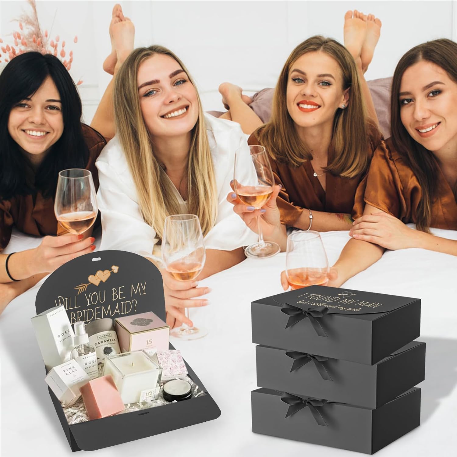 Ocmoiy 12 Pack Black Gift Boxes with Lids