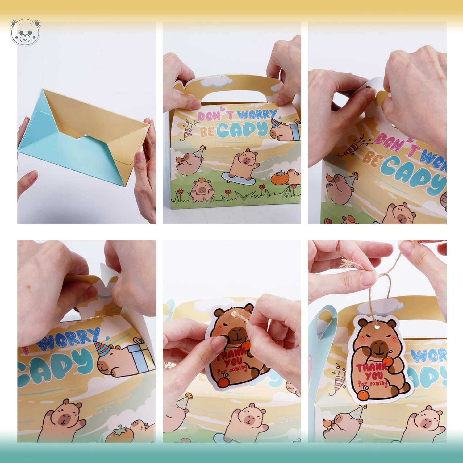 Capybara Party Favor Boxes 12 Pcs Gift Set