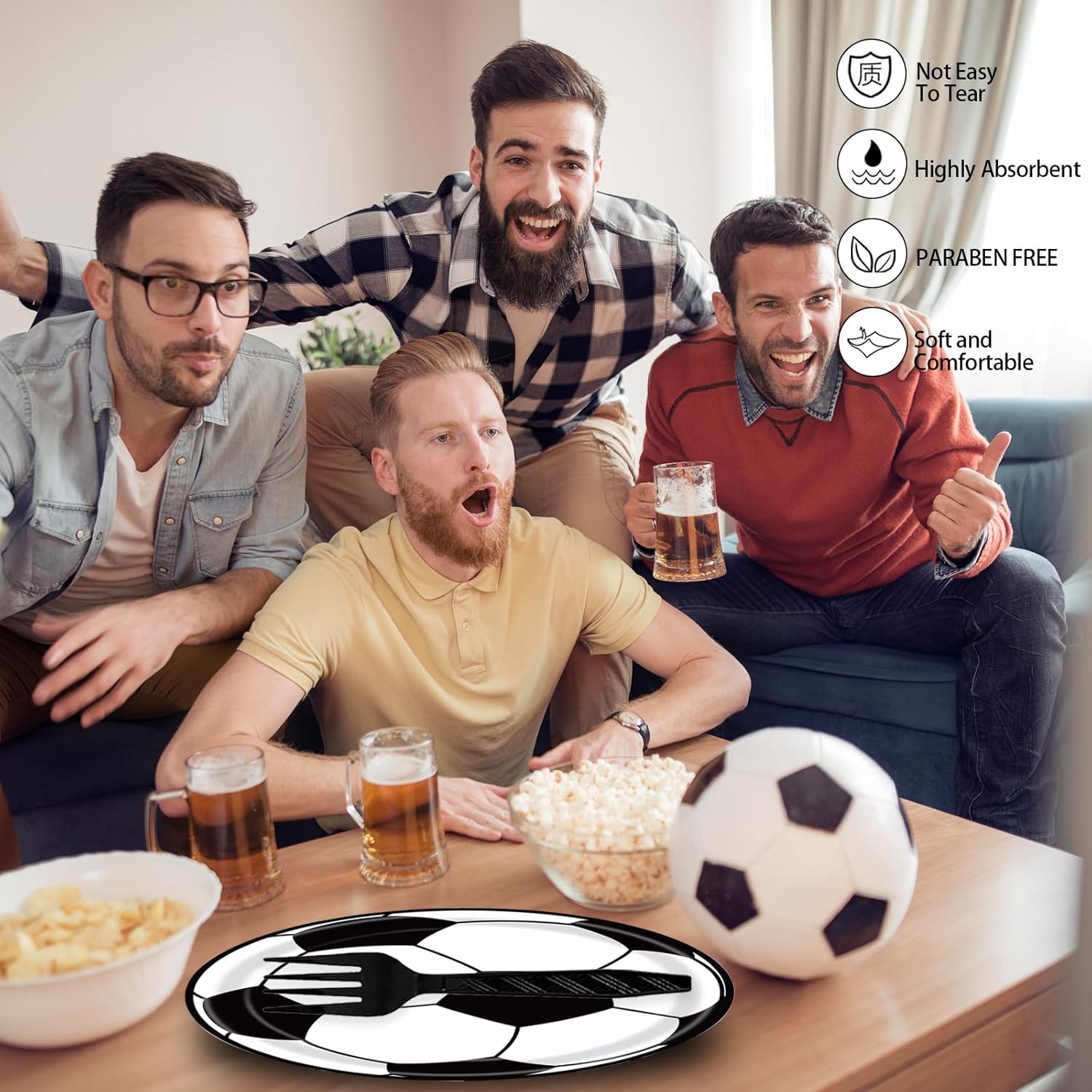 72 Pcs Soccer Themed Paper Plates Napkins Set