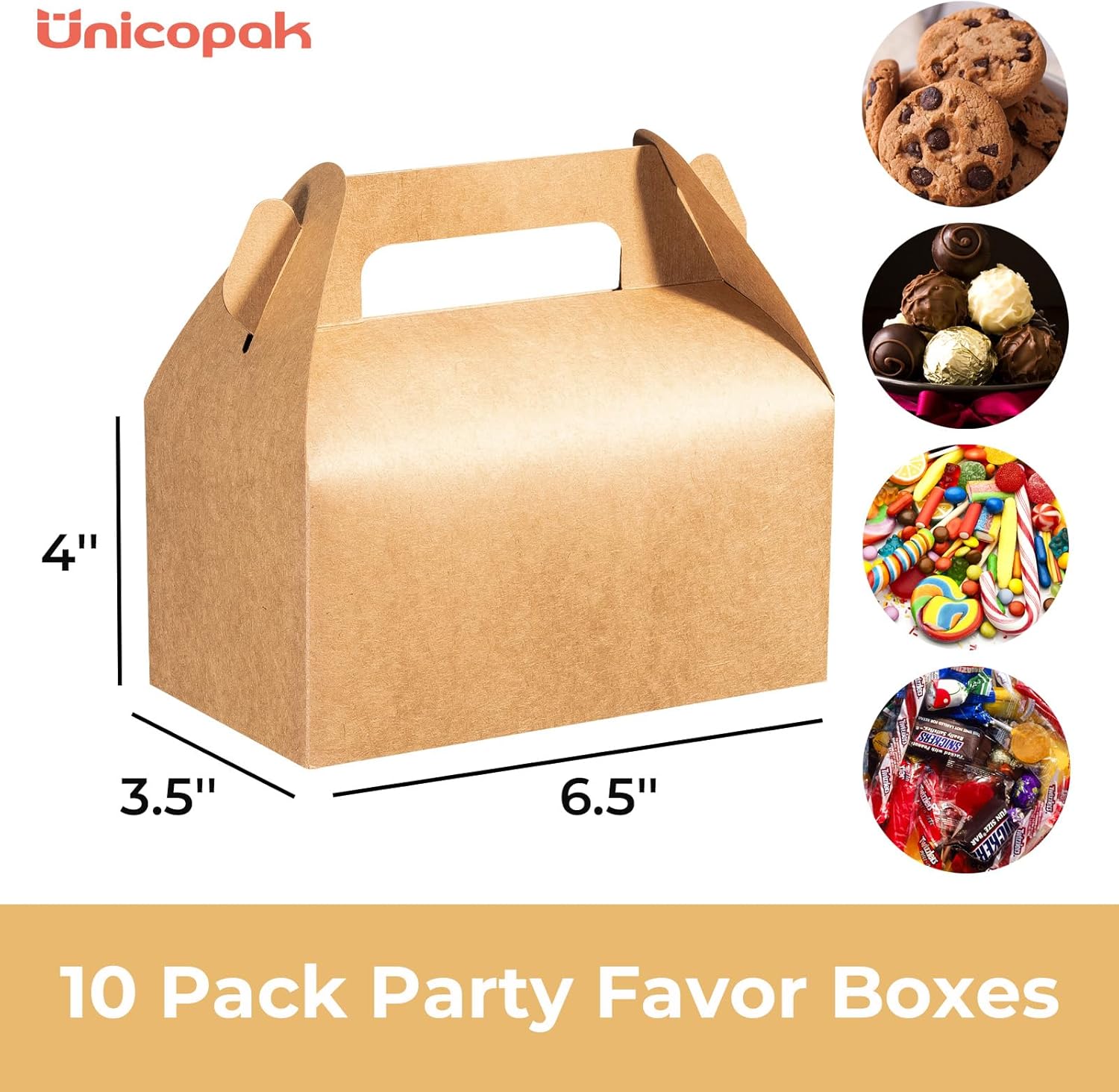 UnicoPak 10 Pack Brown Gable Treat Boxes