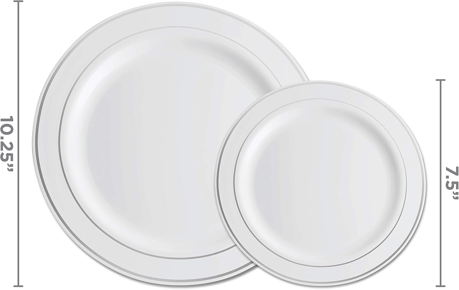 100 Silver Plastic Plates Set for Party Wedding