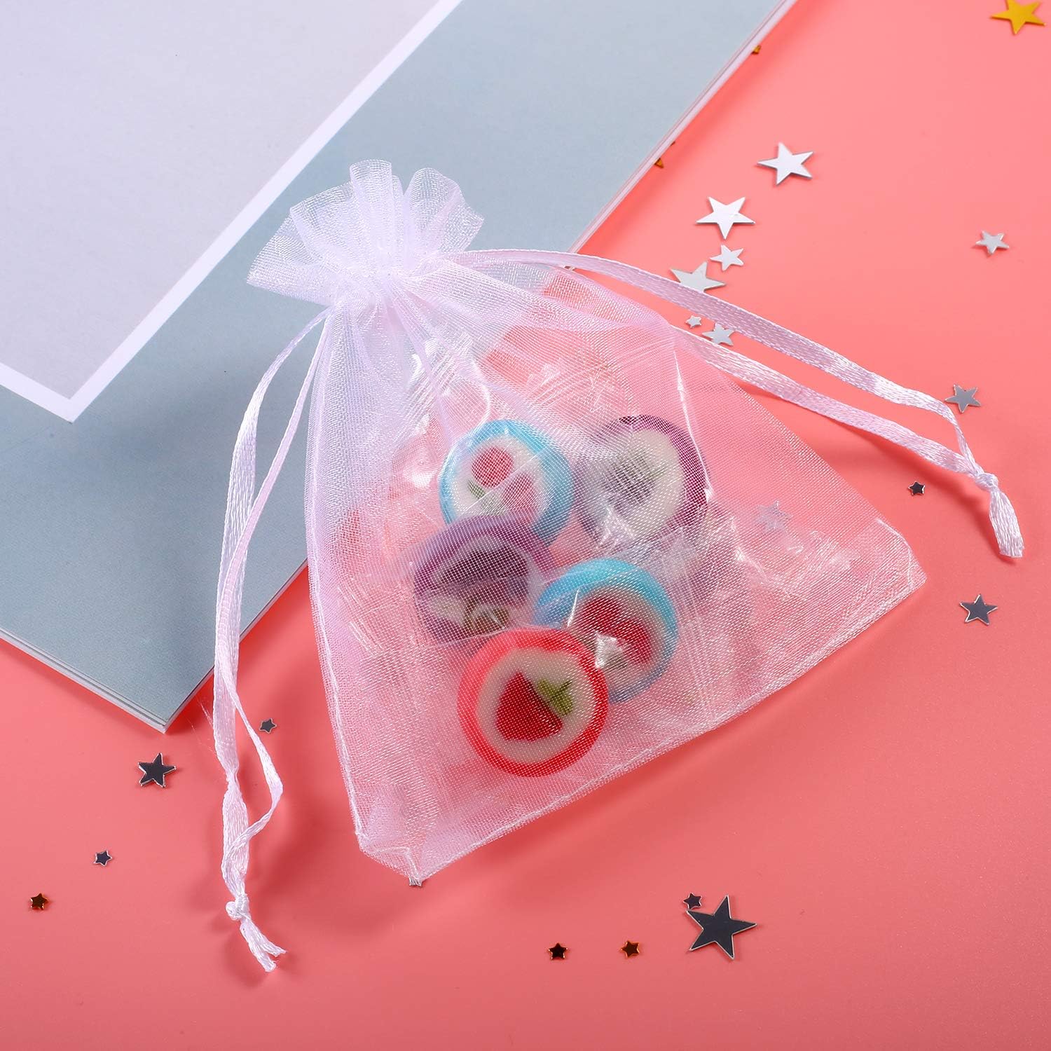 Mudder 50 Pack Organza Gift Bags with Drawstring