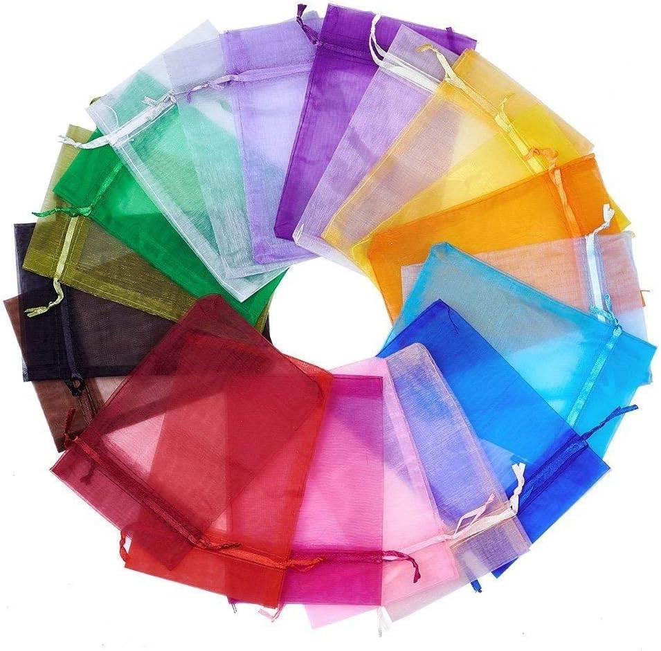Wudygirl 100 Pcs Drawstring Organza Bags 5x7 Inches