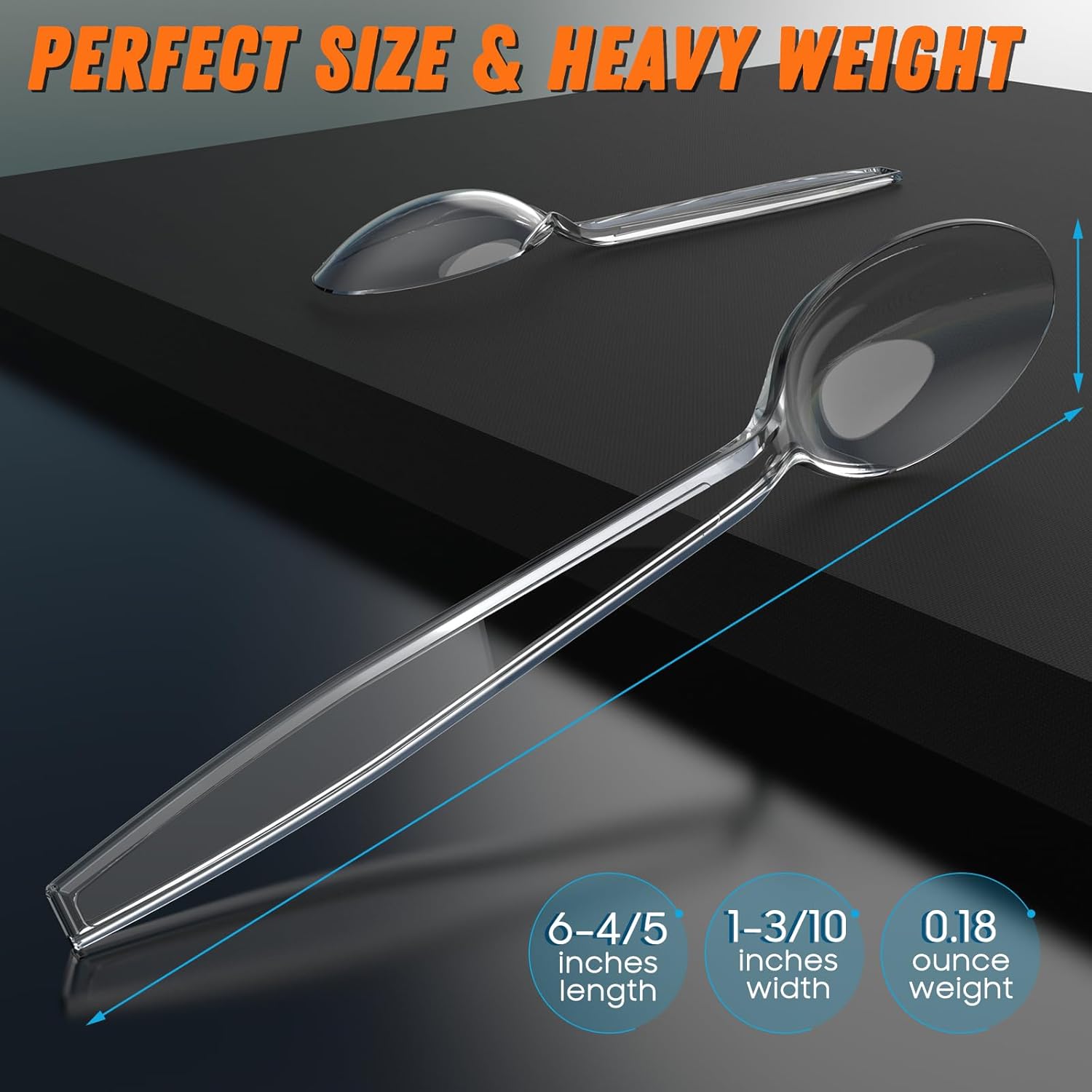 Dipoo 360pc 68 Inch Clear Plastic Spoons Heavy Duty BPA Free