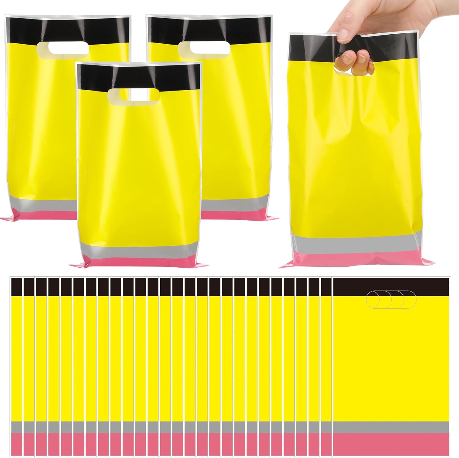 Ecally 50 Pcs Pencil Shaped Gift Bags for School Parties