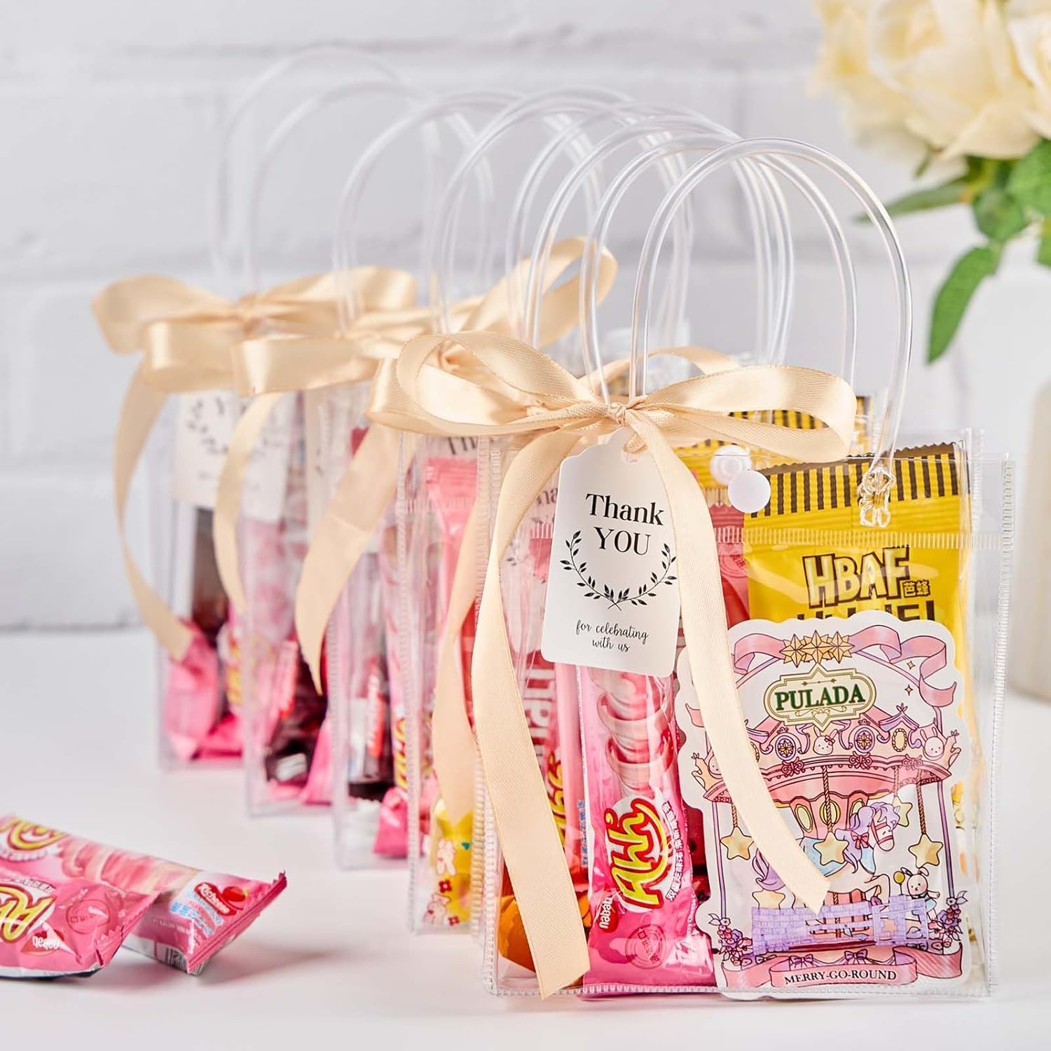 Mauproy 30 Pack Clear Gift Bags with Handles