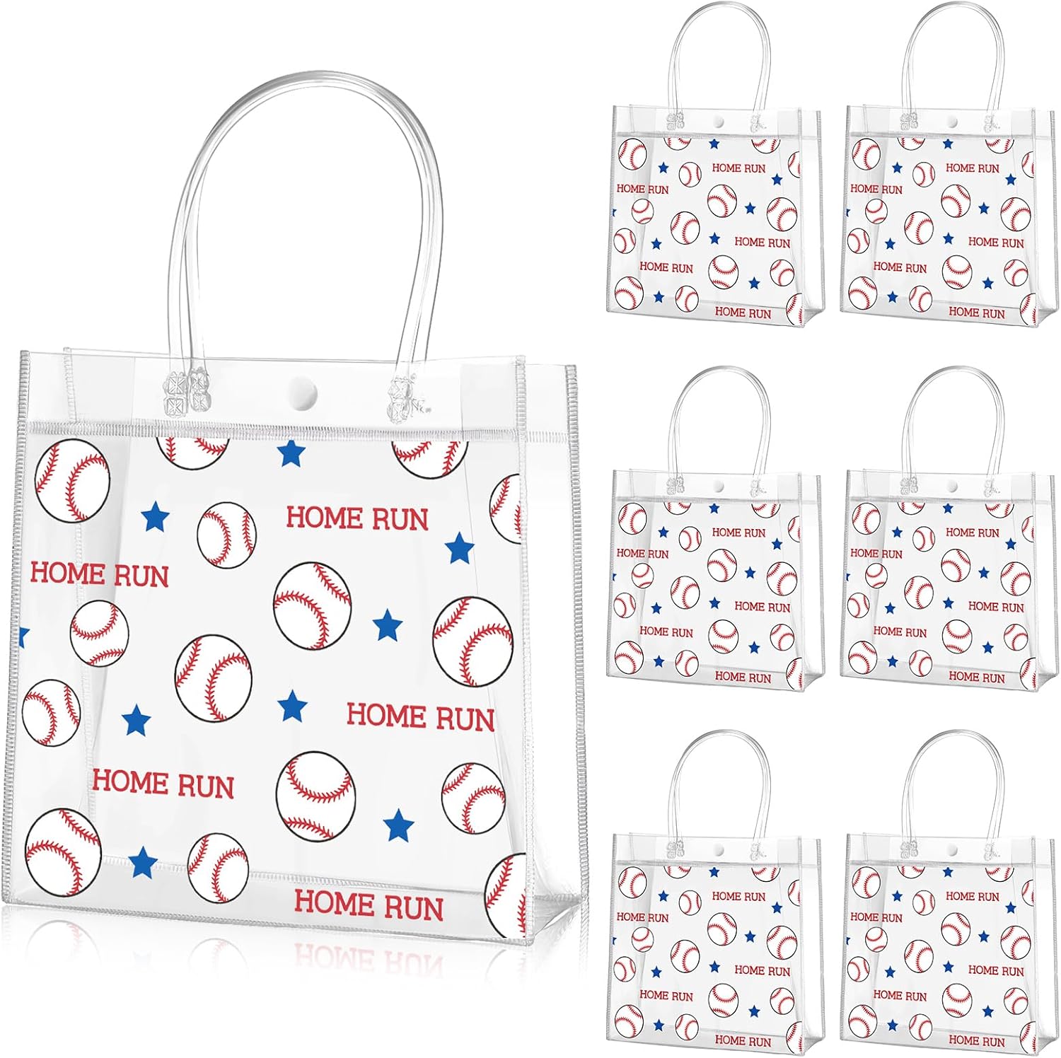 Aliceset 20 Pcs Baseball Clear PVC Gift Bags with Handles