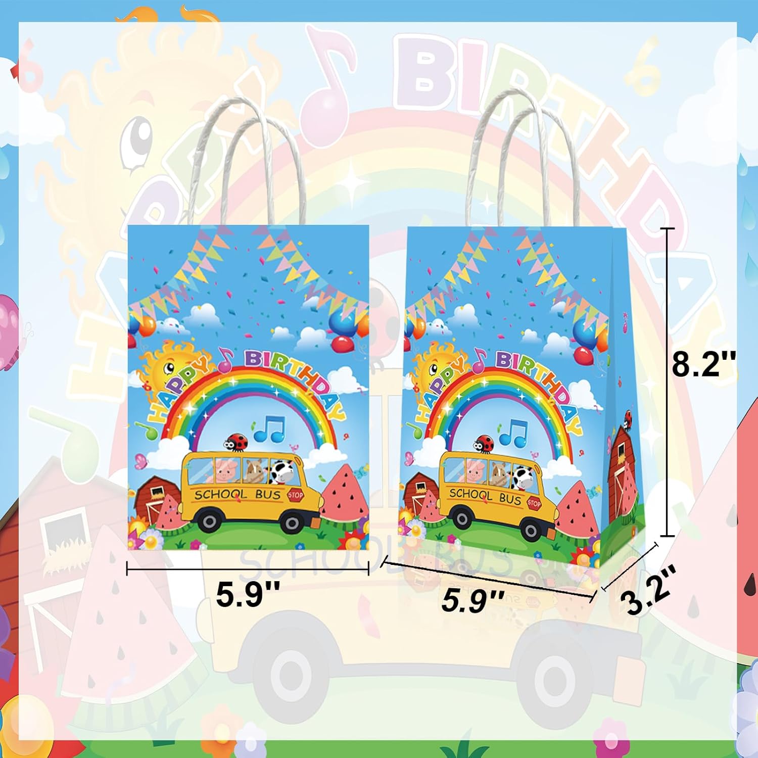 YOOUUQIAN 20PCS Cartoon Melon Gift Bags for Kids Birthday Party