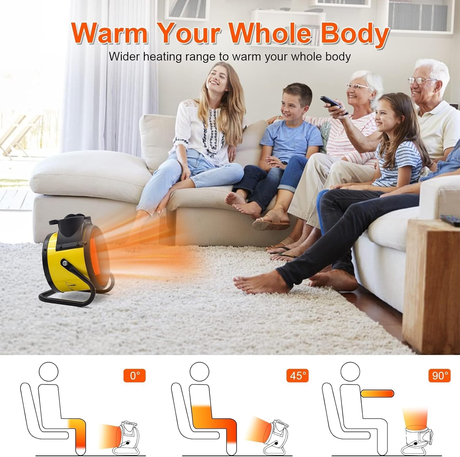 Electric Patio Heater with Adjustable Thermostat and PTC Technology