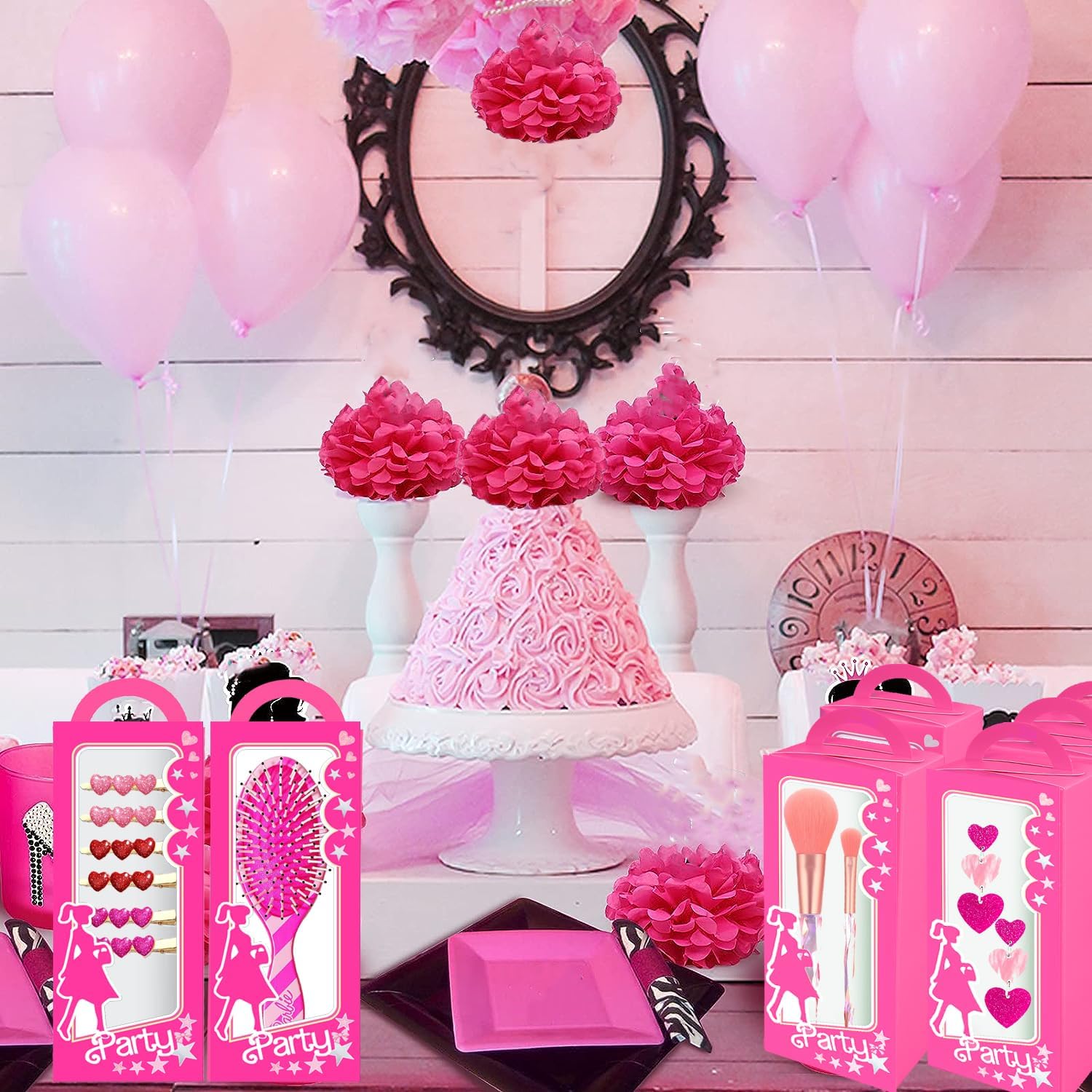 Xiamoor 12 Pack Hot Pink Girl Party Favor Boxes