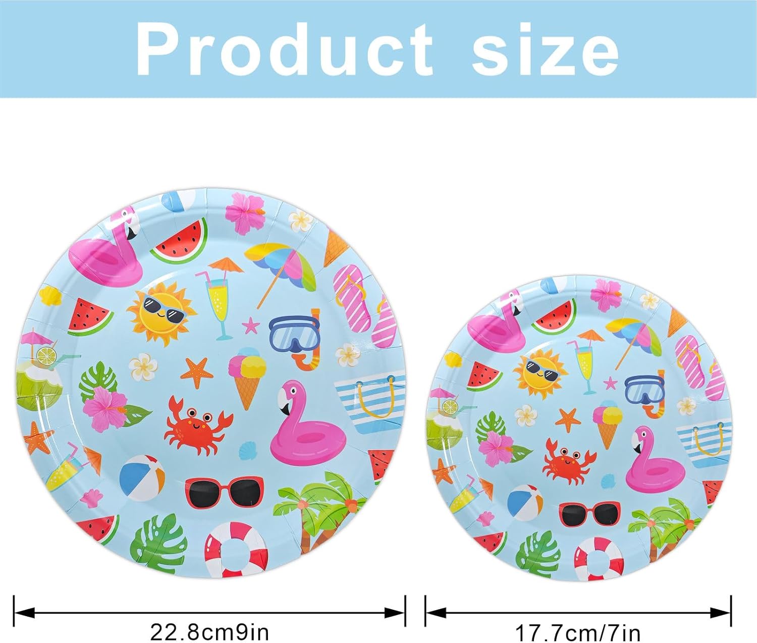 80PCS Summer Beach Paper Plates Set for Pool Parties
