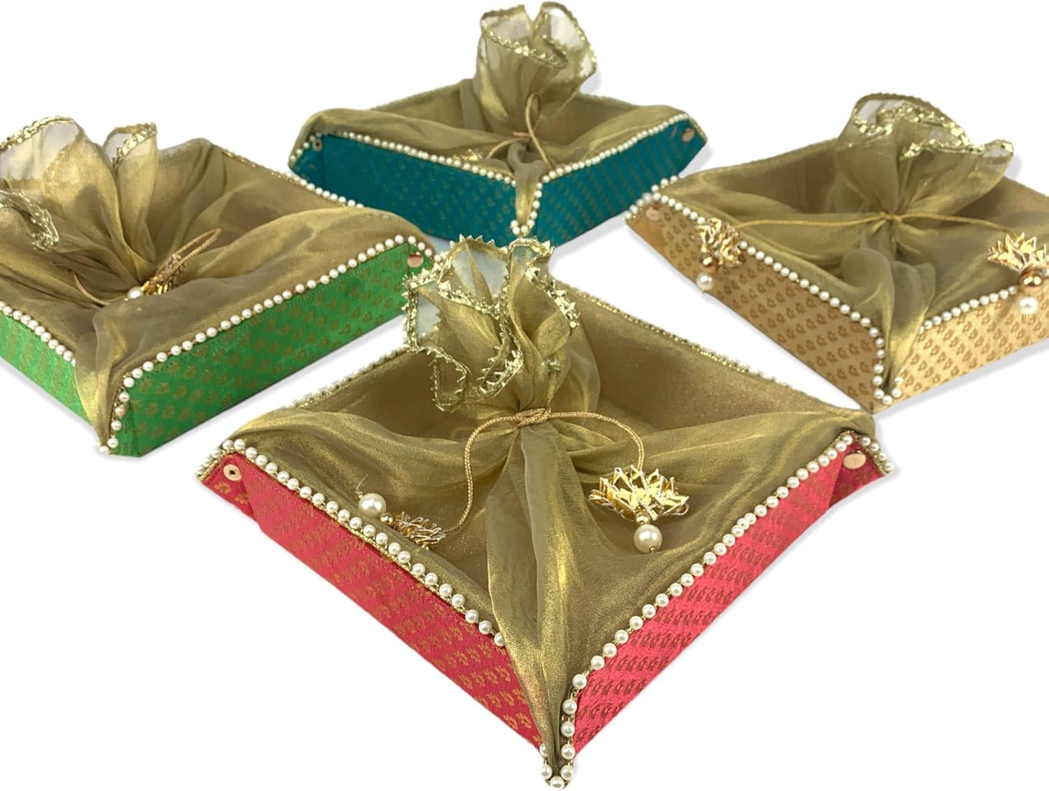 LOVENSPIRE 2ct Gift Basket Indian Mithai Box Brocade Organizer