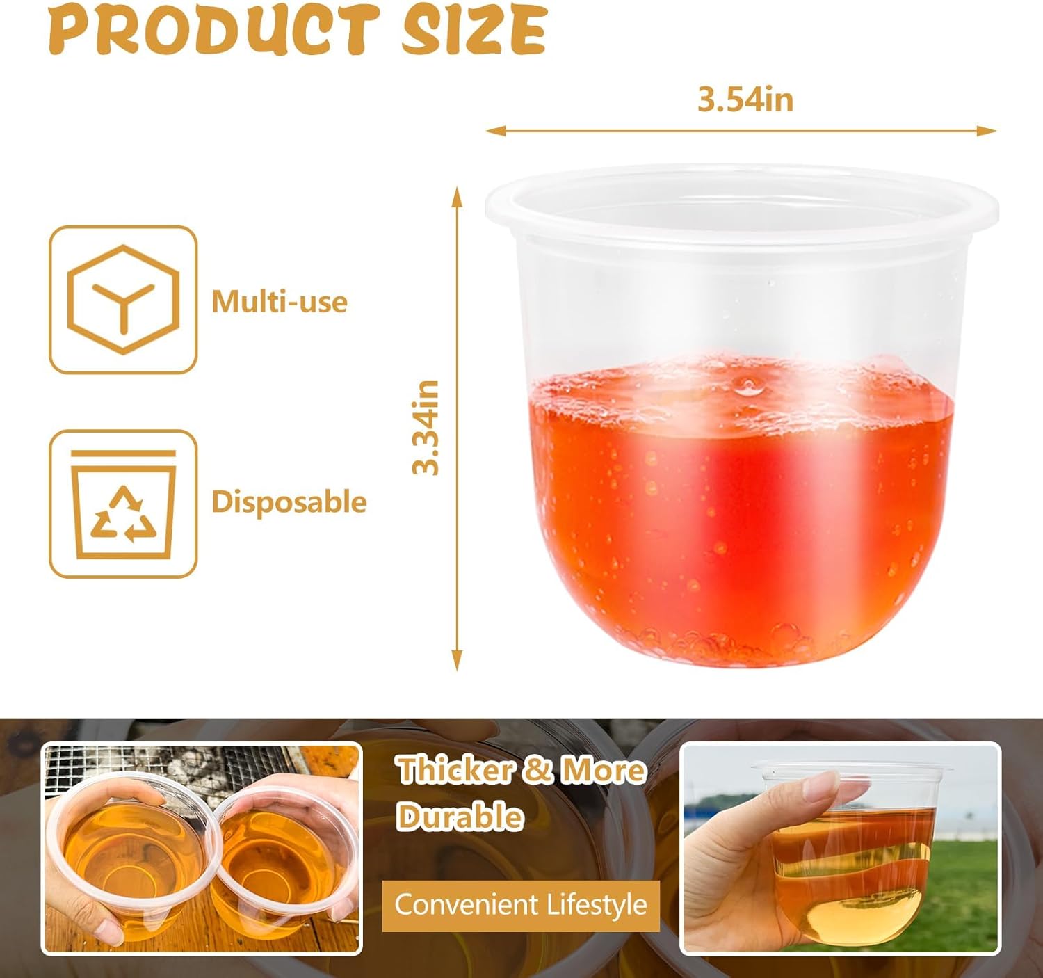 100 Pcs BPA Free Clear Plastic Cups 12OZ Stemless Party Use