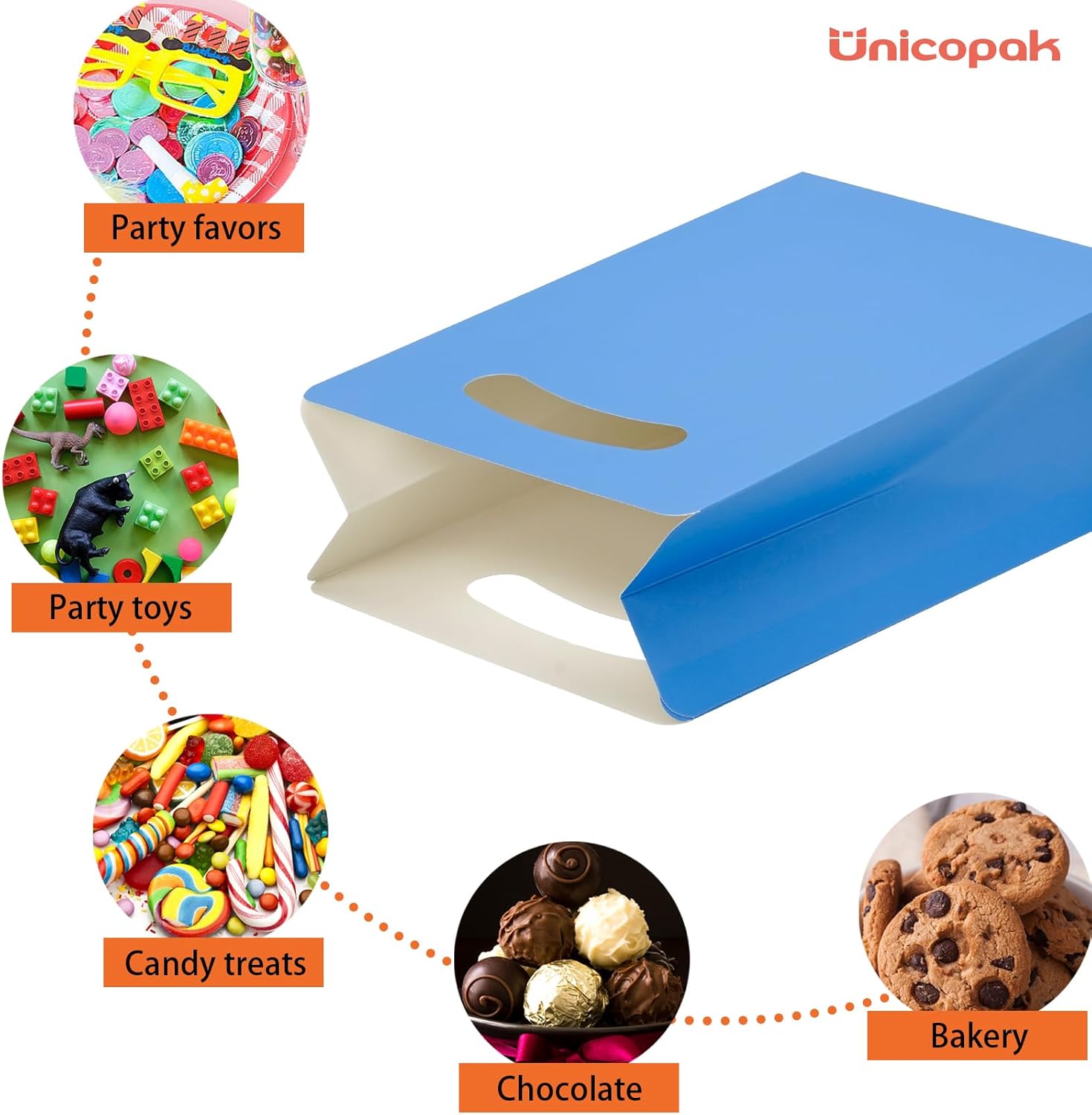 UnicoPak 16 Pack Blue Party Favor Bags for Birthday
