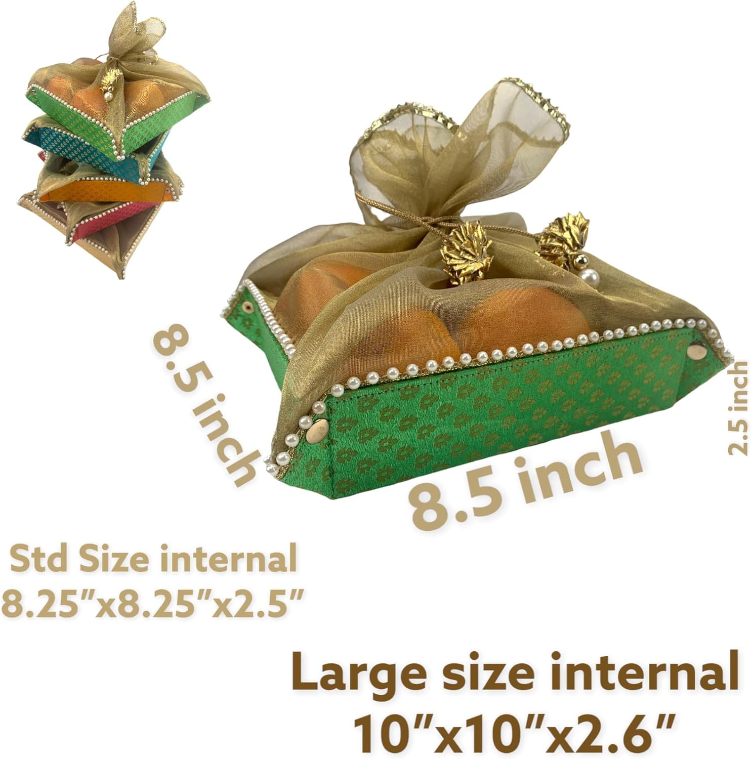 LOVENSPIRE 2ct Gift Basket Indian Mithai Box Brocade Organizer