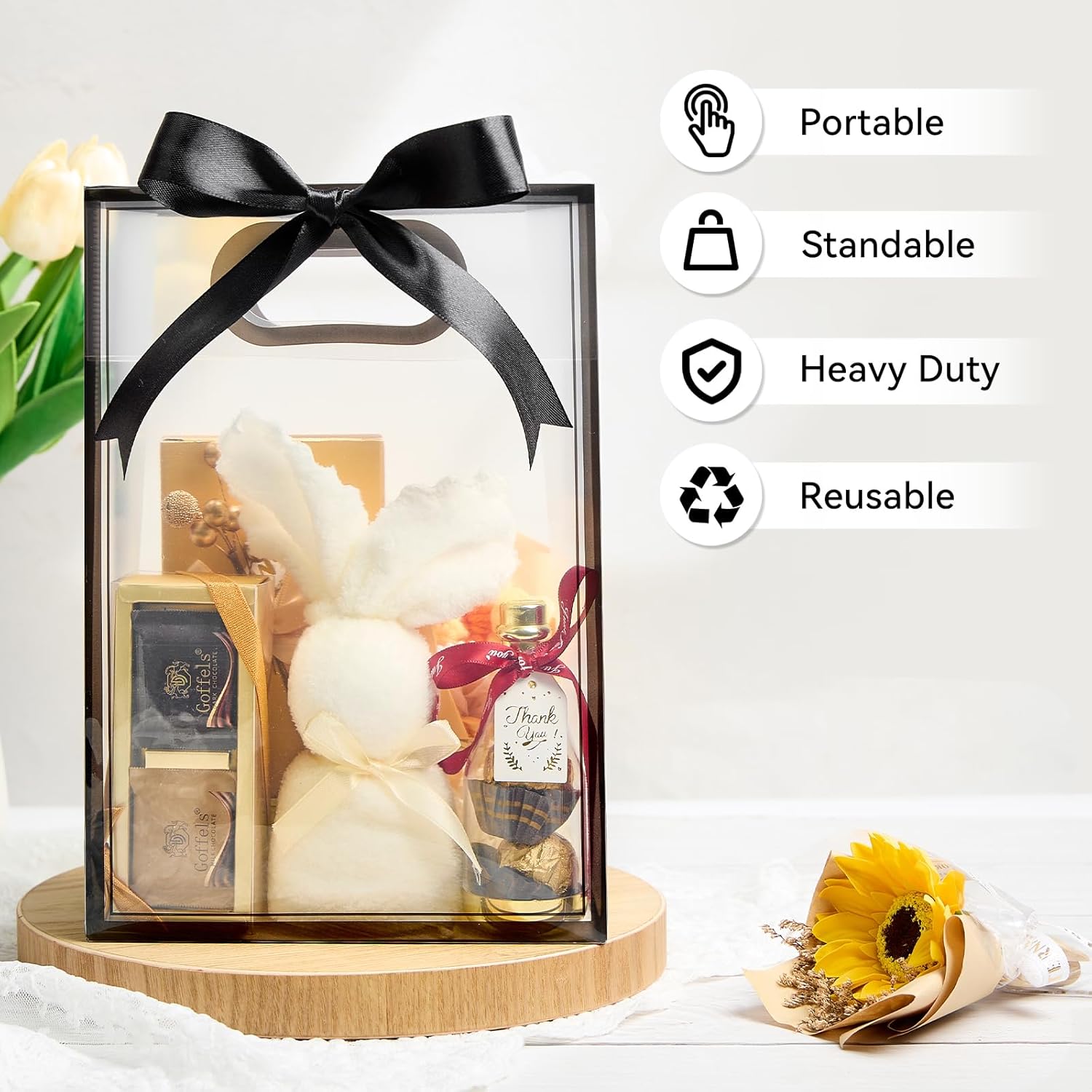 Ohuimrt 12 Pack Clear Plastic Gift Bags with Handles 1