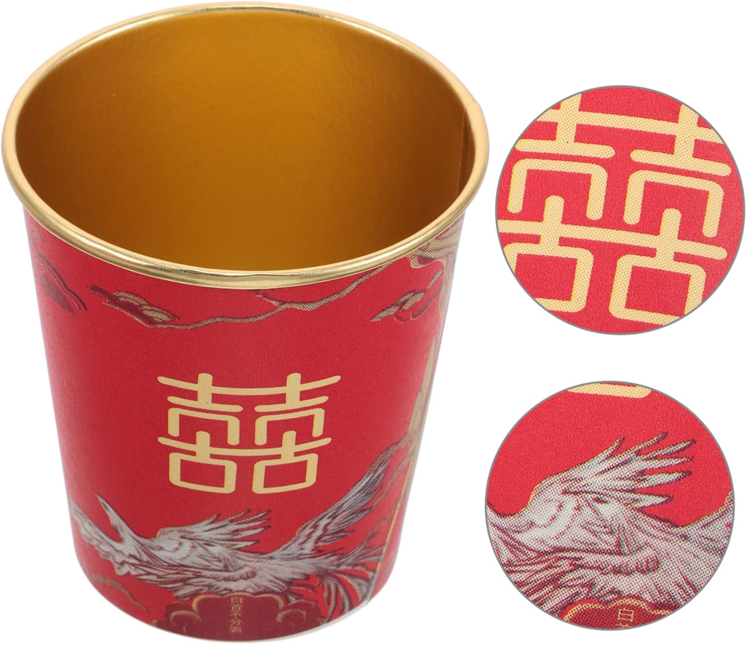 50pcs Gold Disposable Tea Cups for Bridal Shower and Wedding Reception