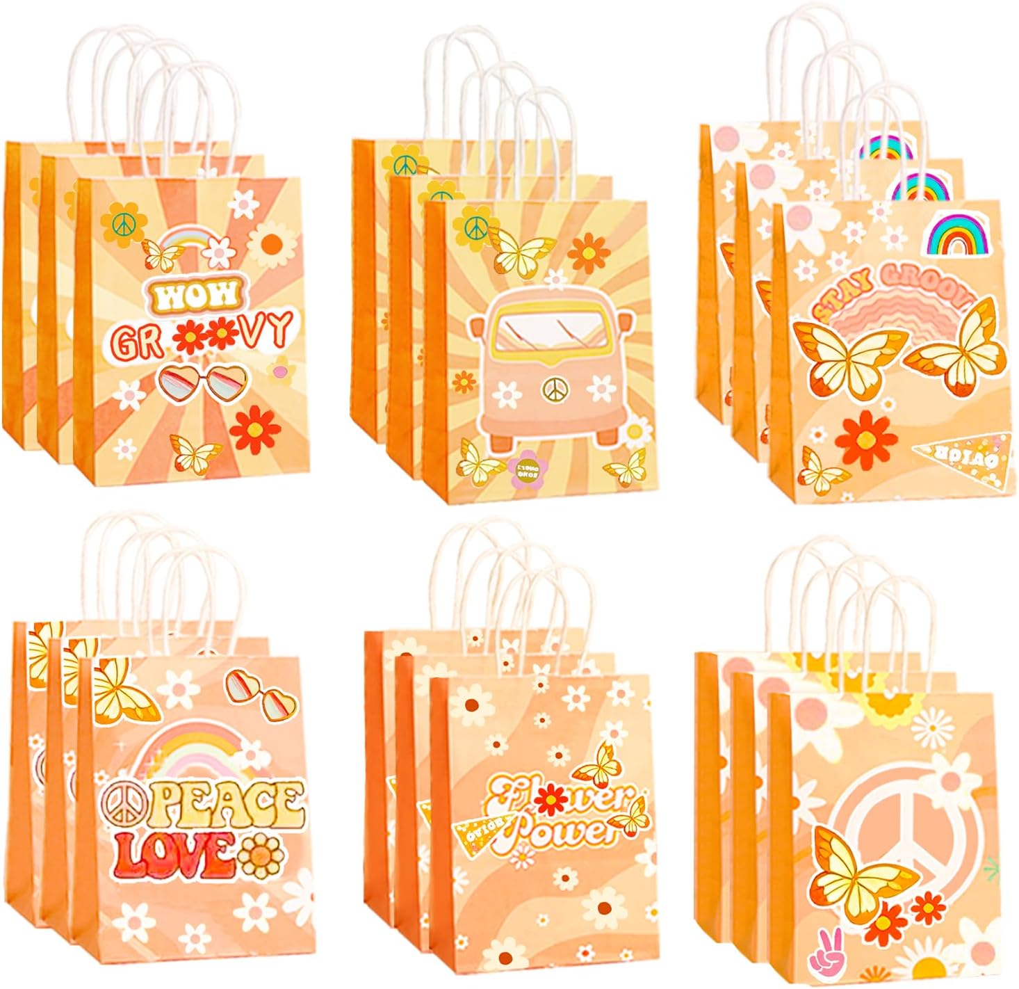 Czwxoxo 24 Pcs Groovy Retro Party Favor Bags