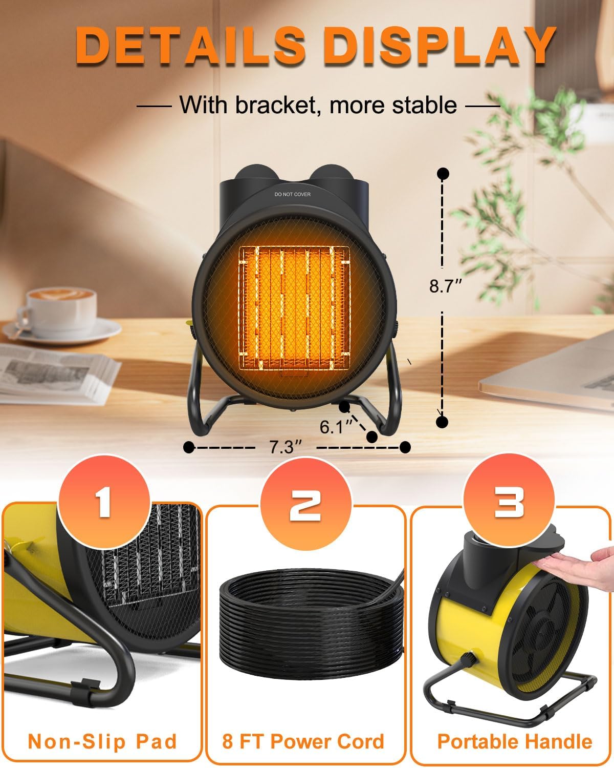 AOBMAXET 1500W PTC Garage Heater with 3 Modes