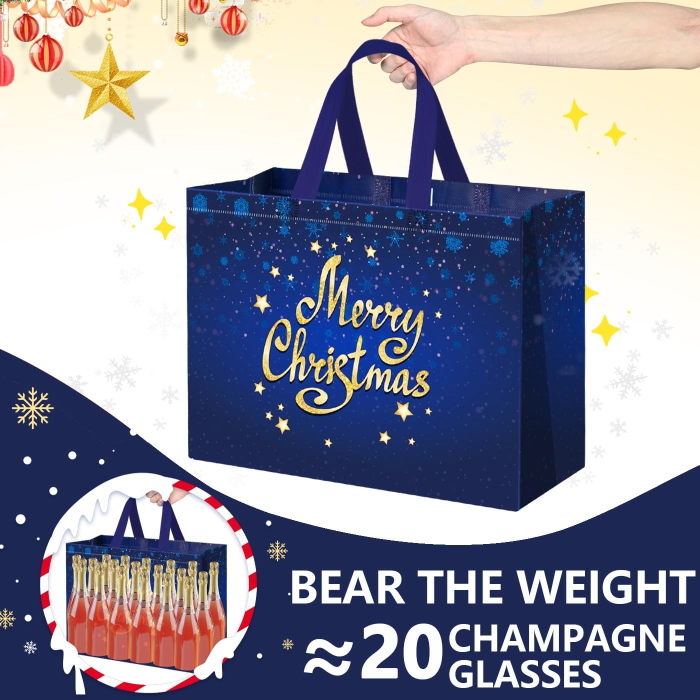 12 Pack Extra Large Christmas Gift Bags with Handles