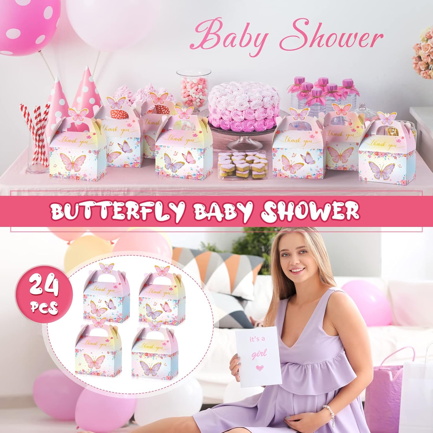 Nezyo 24 Pcs Butterfly Party Favor Treat Boxes