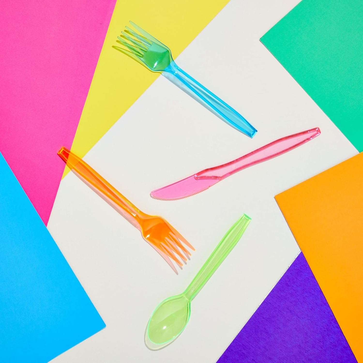 Juvale 216 Piece Rainbow Plastic Cutlery Set for Parties