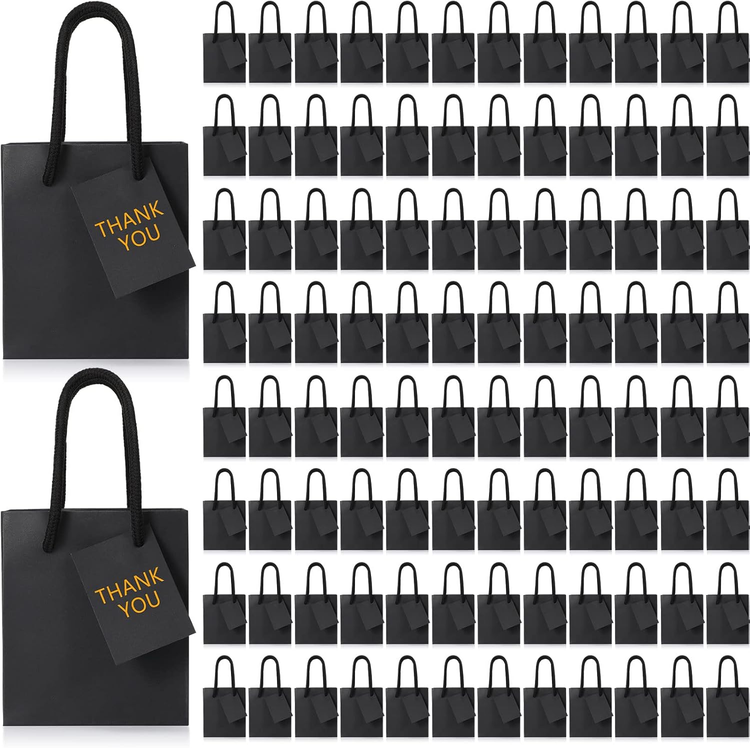 Sherr 100 Pack Mini Gift Bags with Handles Black