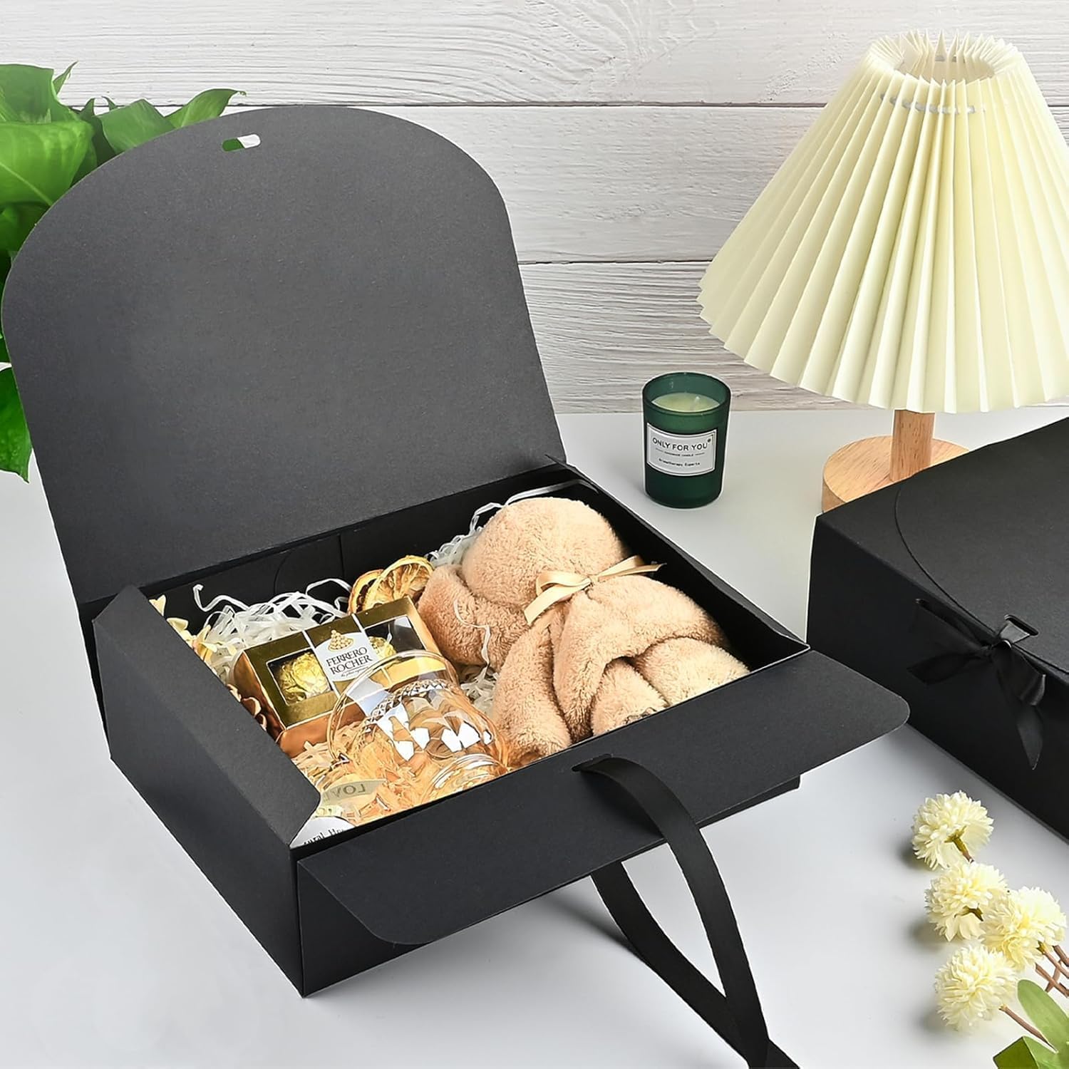 Ocmoiy 12 Pack Black Gift Boxes with Lids