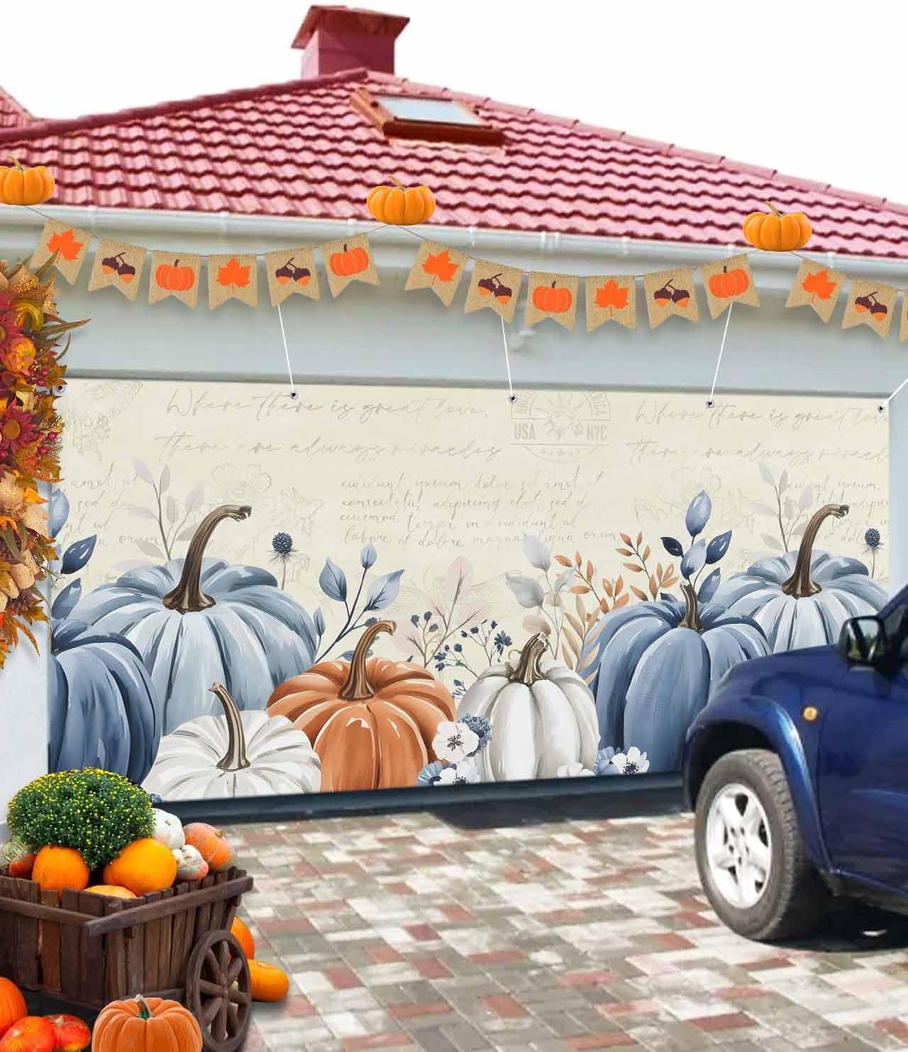 Singingin Fall Garage Door Banner 7x8 ft