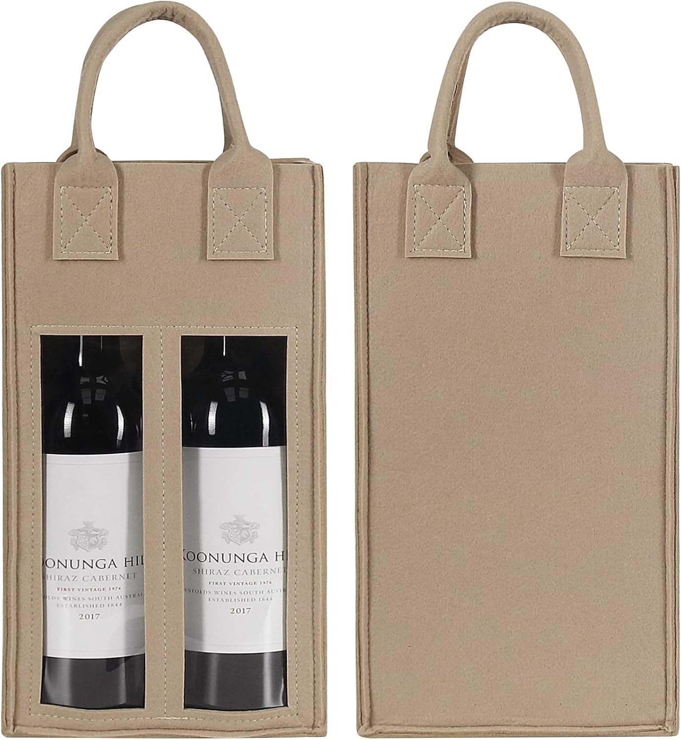 Shintop Double Wine Bag with Window Reusable Felt Gift Tote