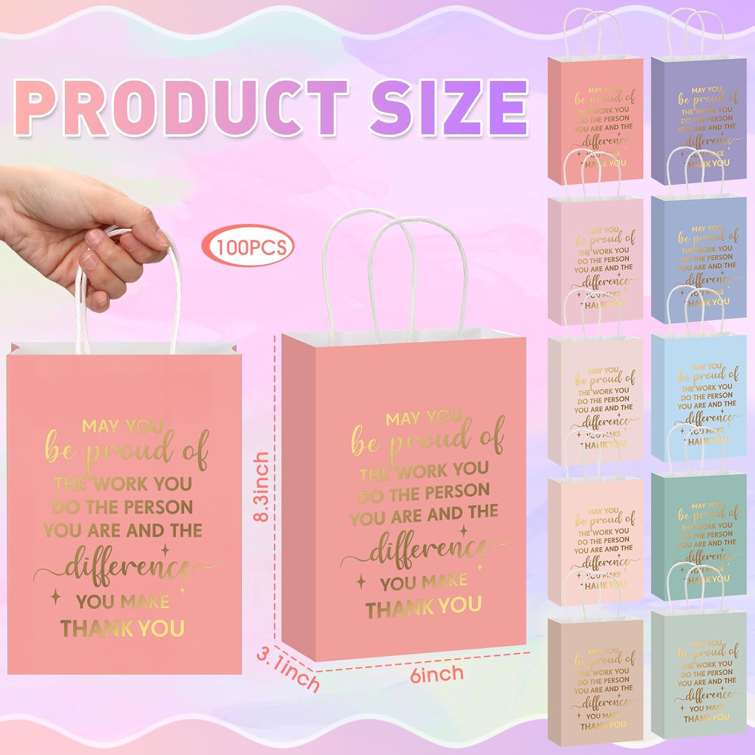 ReliThick 100 Pcs Appreciation Gift Bags for Team Events