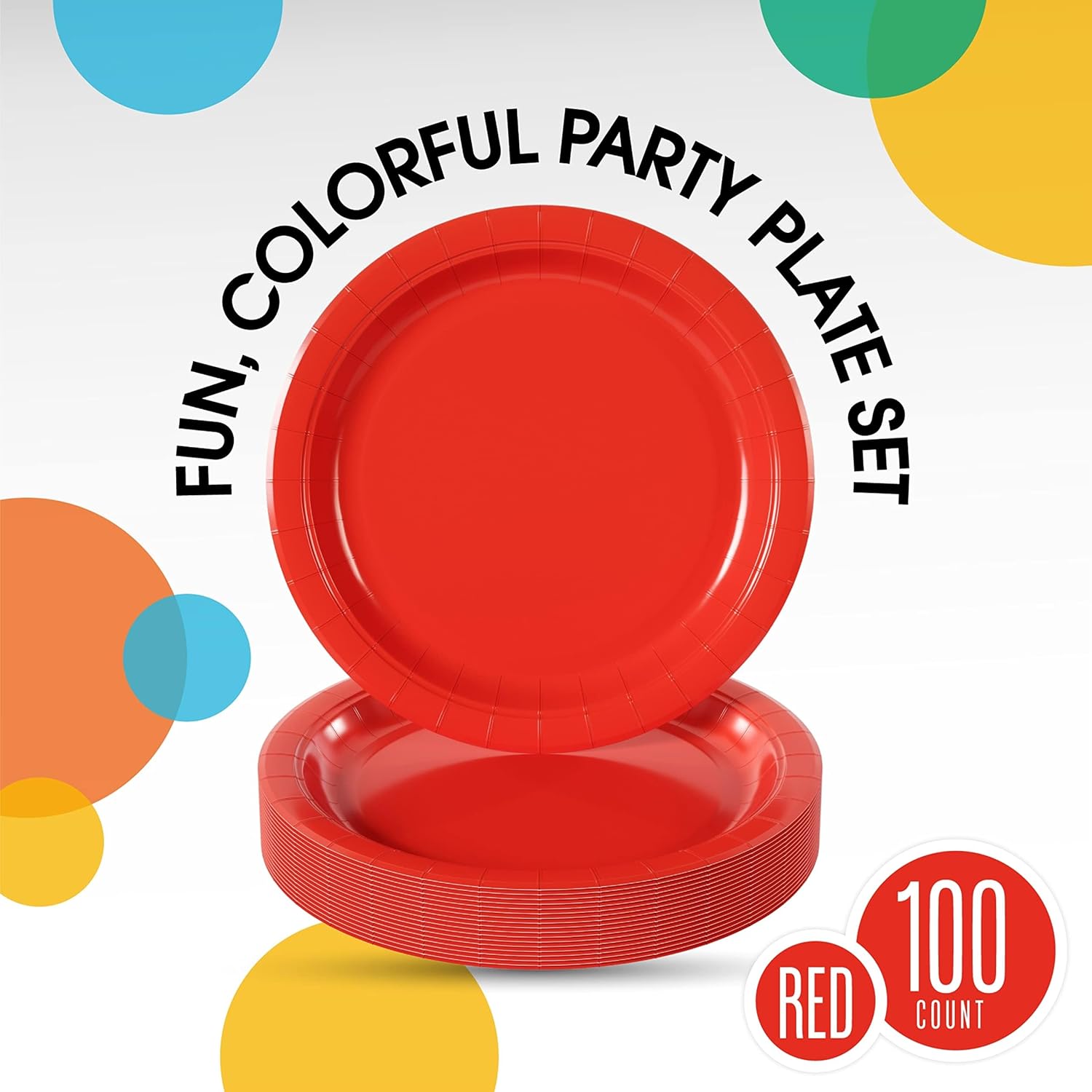 Exquisite Heavy Duty 7 Inch Red Paper Plates 100 Pcs Party Supplies