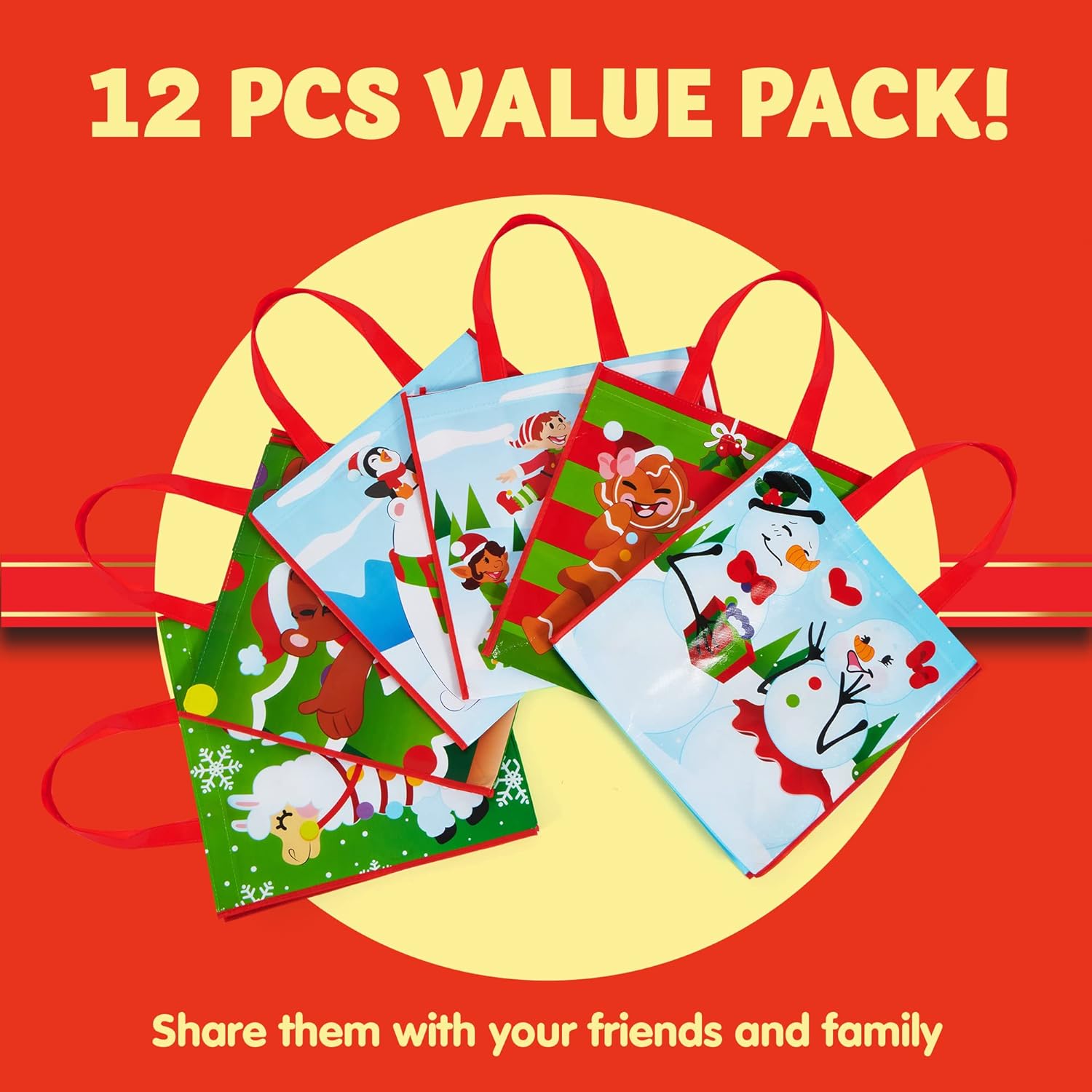 JOYIN 12 Extra-Large Christmas Gift Bags With Handles