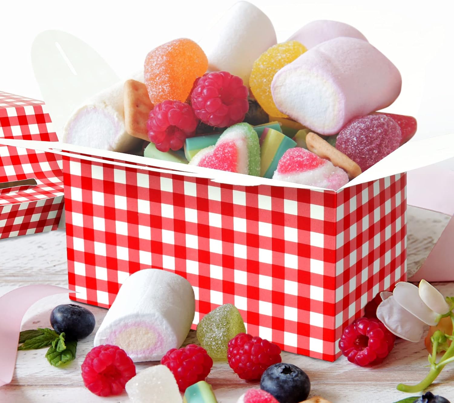 Red and White Gingham Treat Boxes 24-Pack