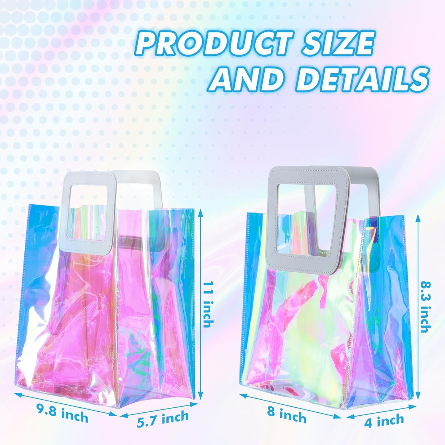 20 Pcs Reusable Holographic Gift Bags with Handle