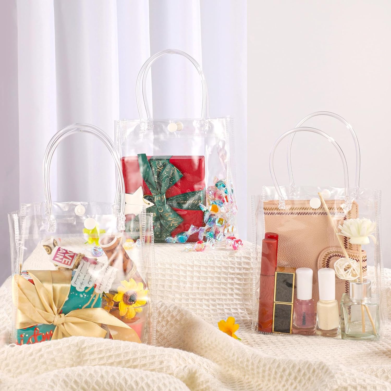 BESARME 60 Pack Clear Gift Bags with Handle