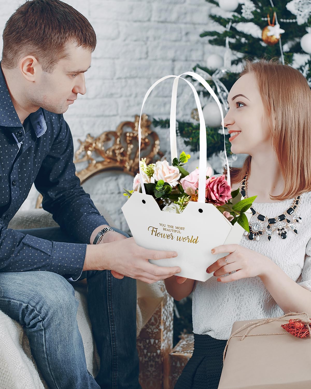 Liobelon 12 Pack Flower Gift Bags With Handles