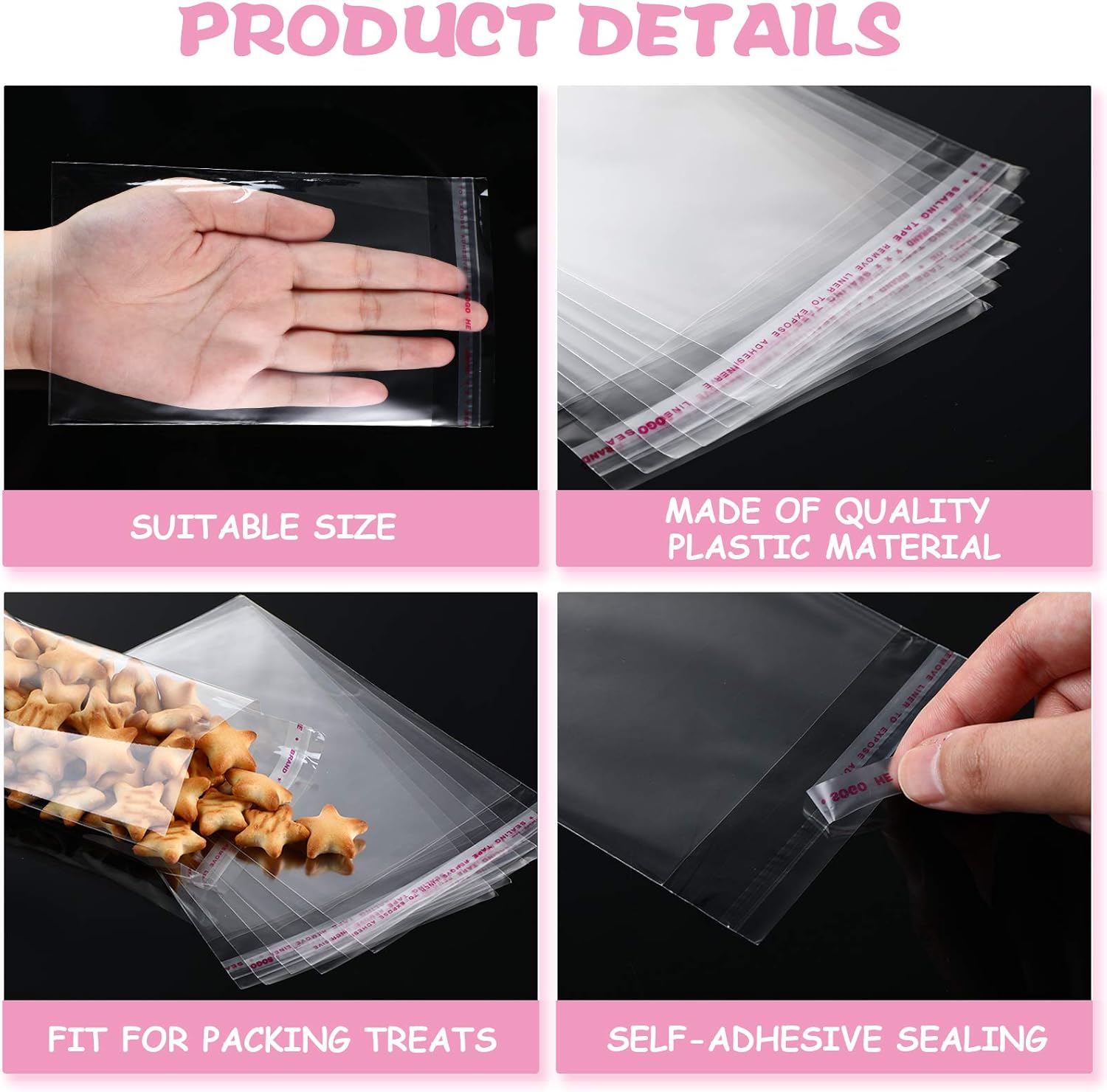 54-Piece Valentine Candy Cello Bags with Adhesive Toppers