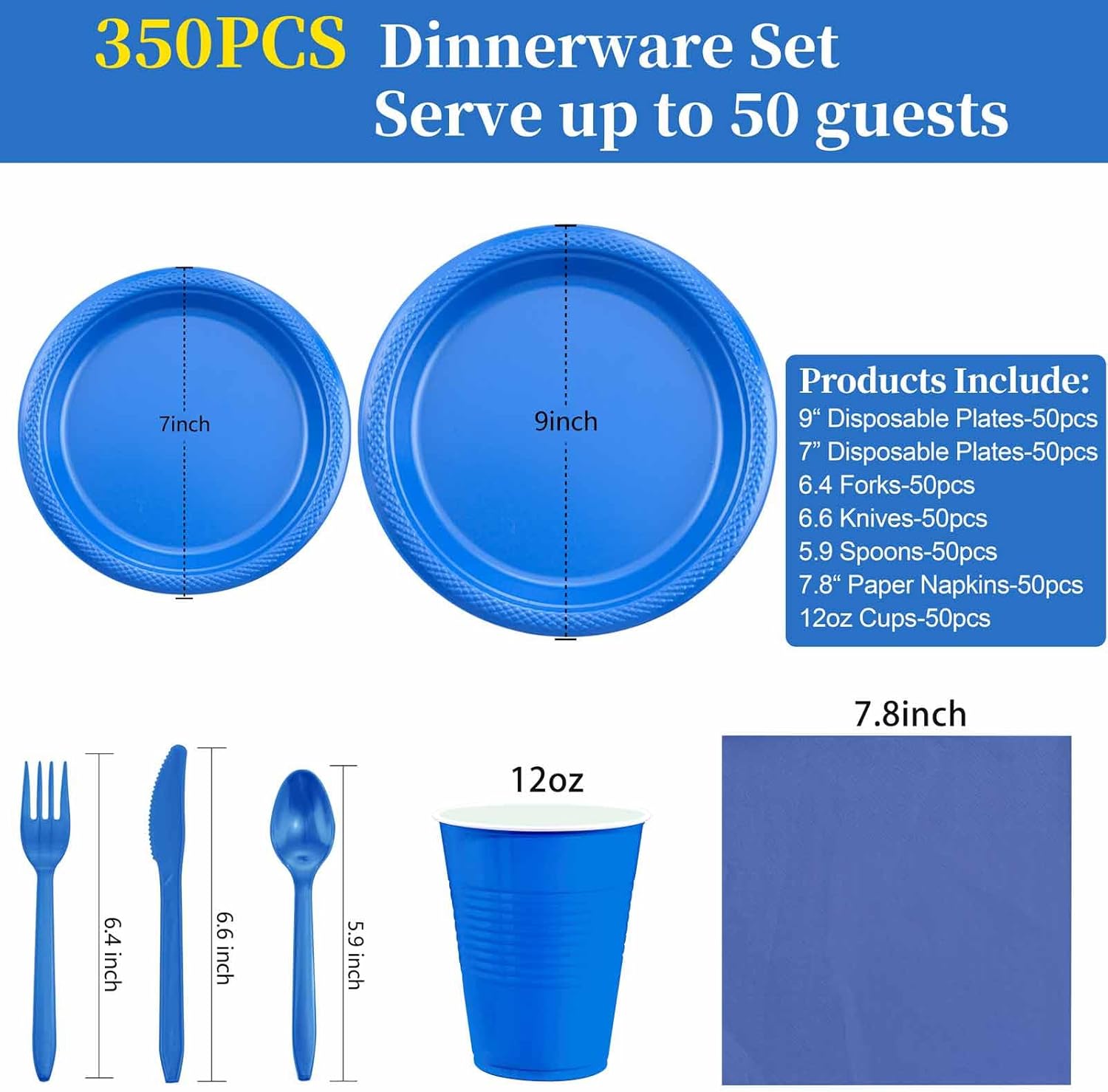 LUODA MirthMood 350 Piece Blue Party Set