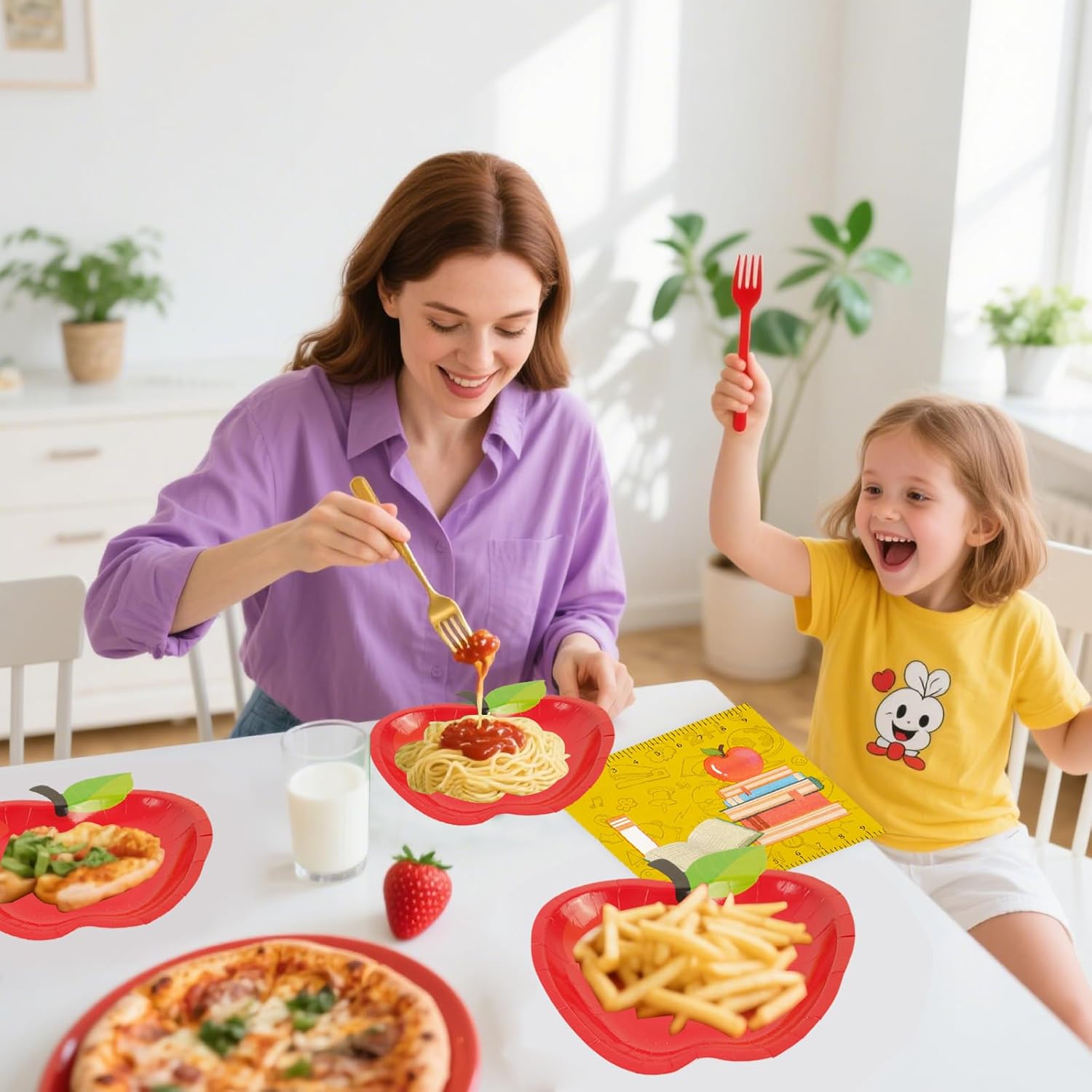 40 PCS Back to School Apple Plates and Napkins Set