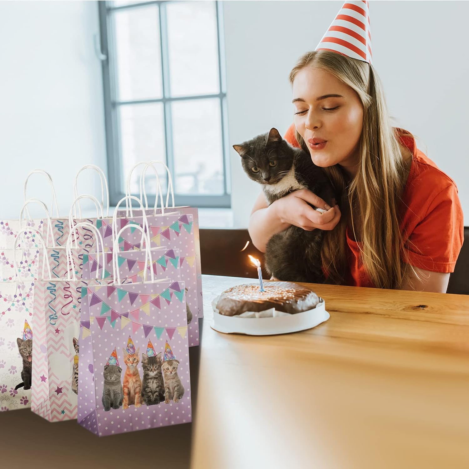 Yisong 12 Pcs Cat Party Favor Bags